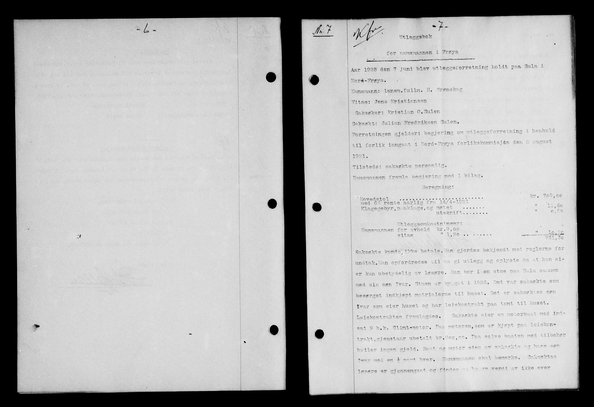 Hitra sorenskriveri, AV/SAT-A-0018/2/2C/2Ca/L0010: Pantebok nr. 10, 1928-1929, s. 6-7