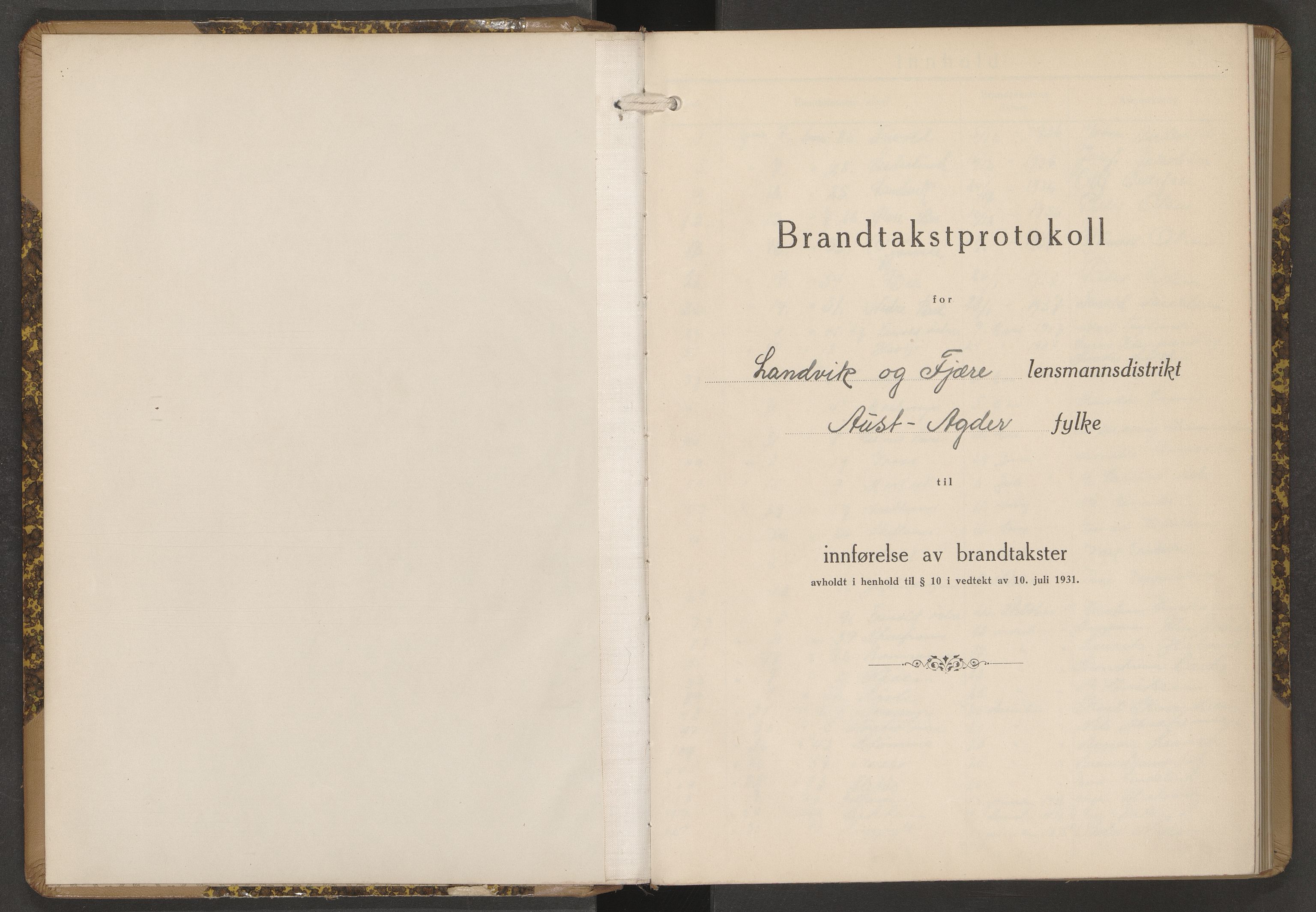 Norges Brannkasse Landvik og Fjære, SAK/2241-0032/F/Fa/L0022: Branntakstprotokoll nr. 22, 1936-1944