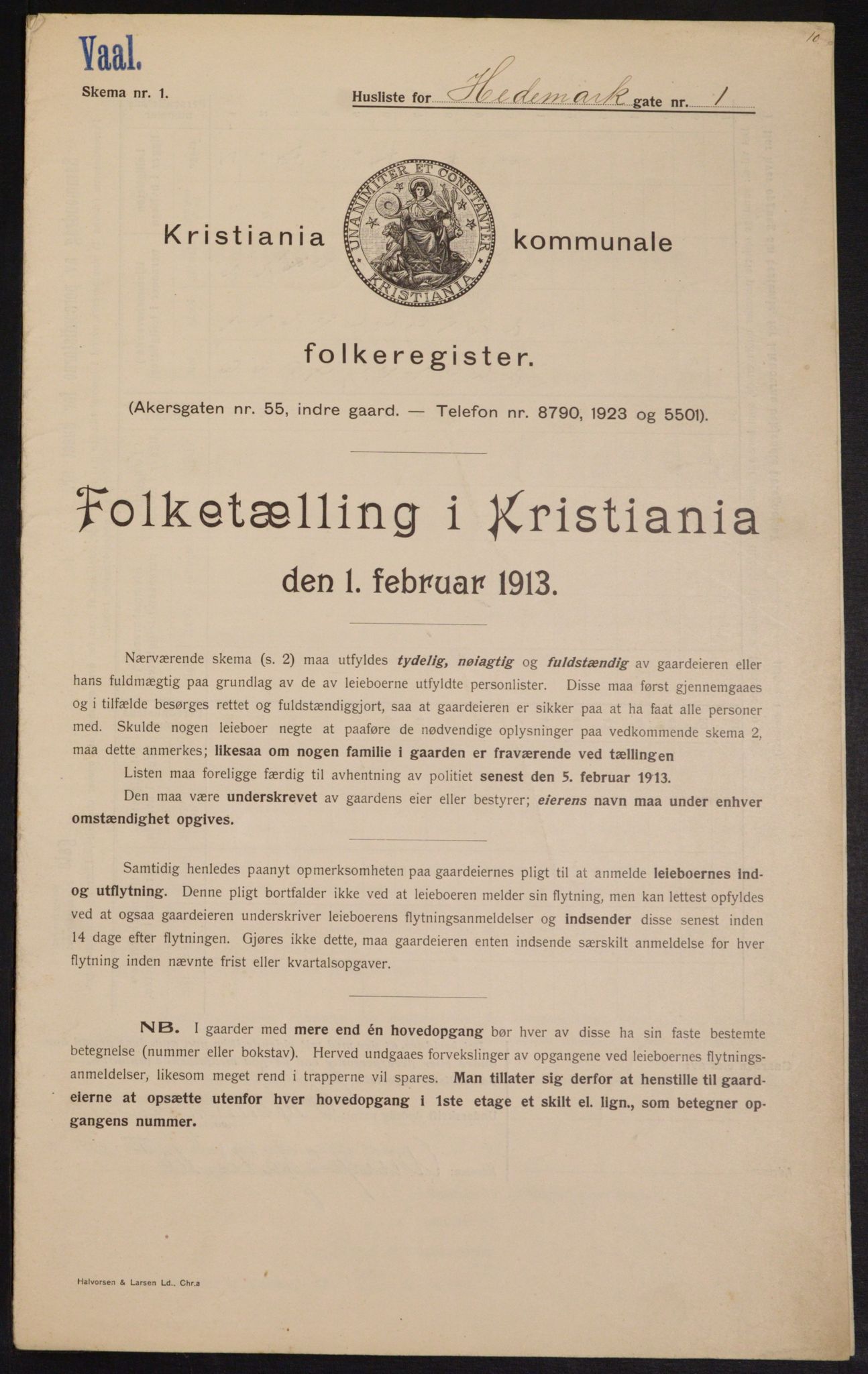 OBA, Kommunal folketelling 1.2.1913 for Kristiania, 1913, s. 35740