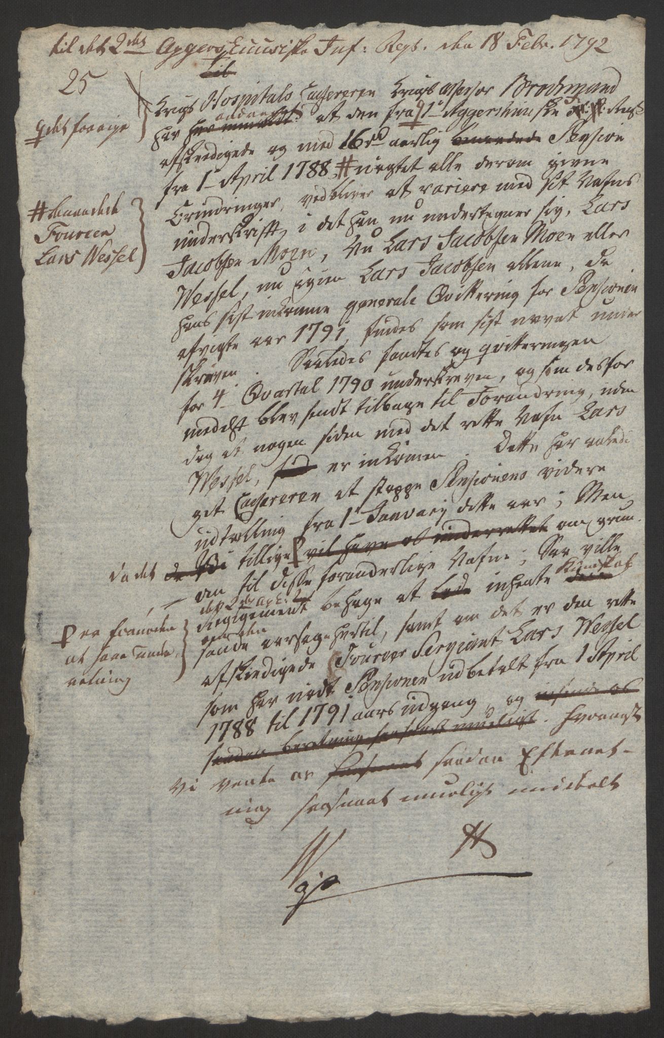 Forsvaret, Den norske kvesthuskasse/krigshospitalkasse, AV/RA-RAFA-1887/F/Fa/L0008: Konsepter, 1790-1793, s. 766