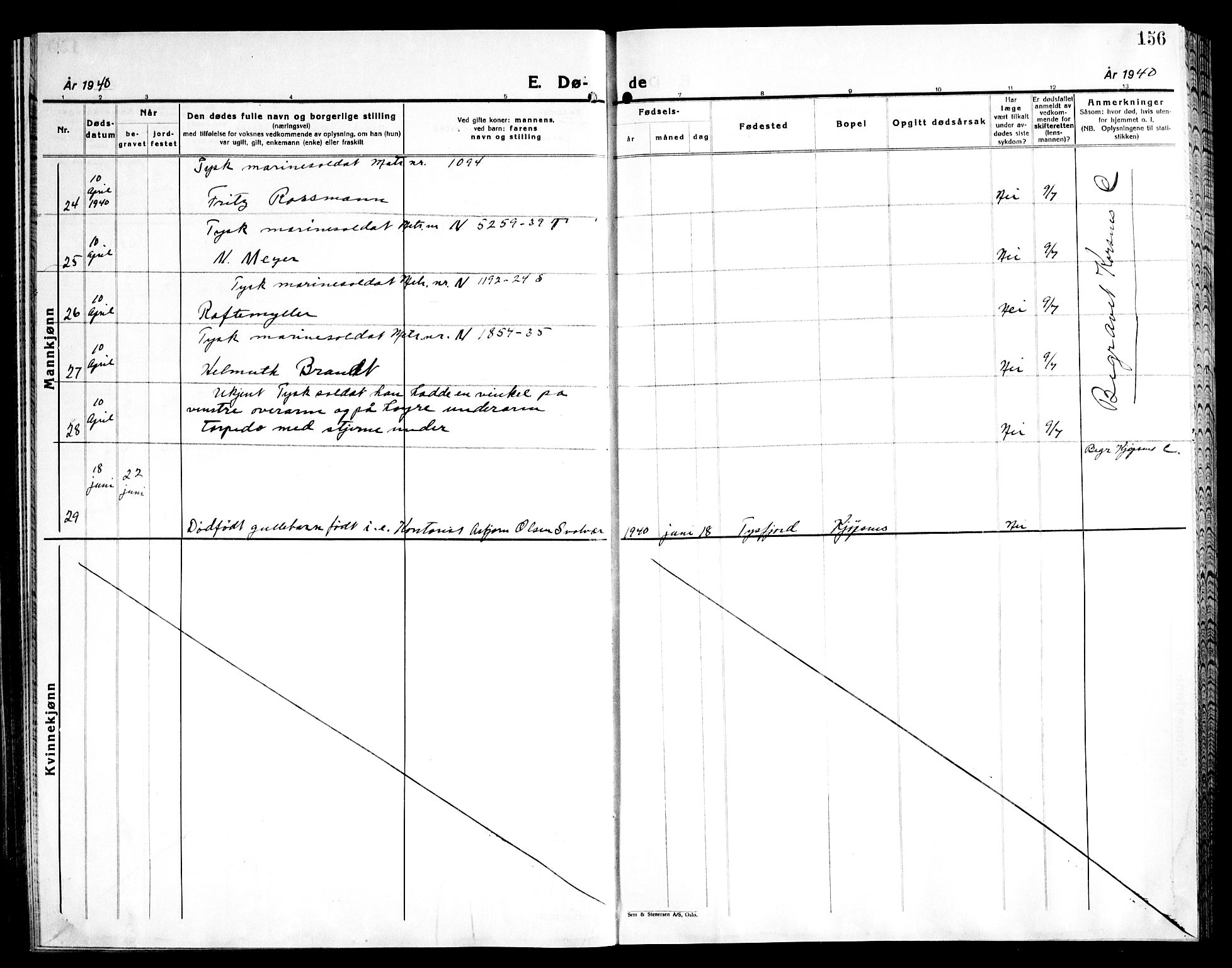 Ministerialprotokoller, klokkerbøker og fødselsregistre - Nordland, SAT/A-1459/861/L0881: Klokkerbok nr. 861C07, 1938-1945, s. 156