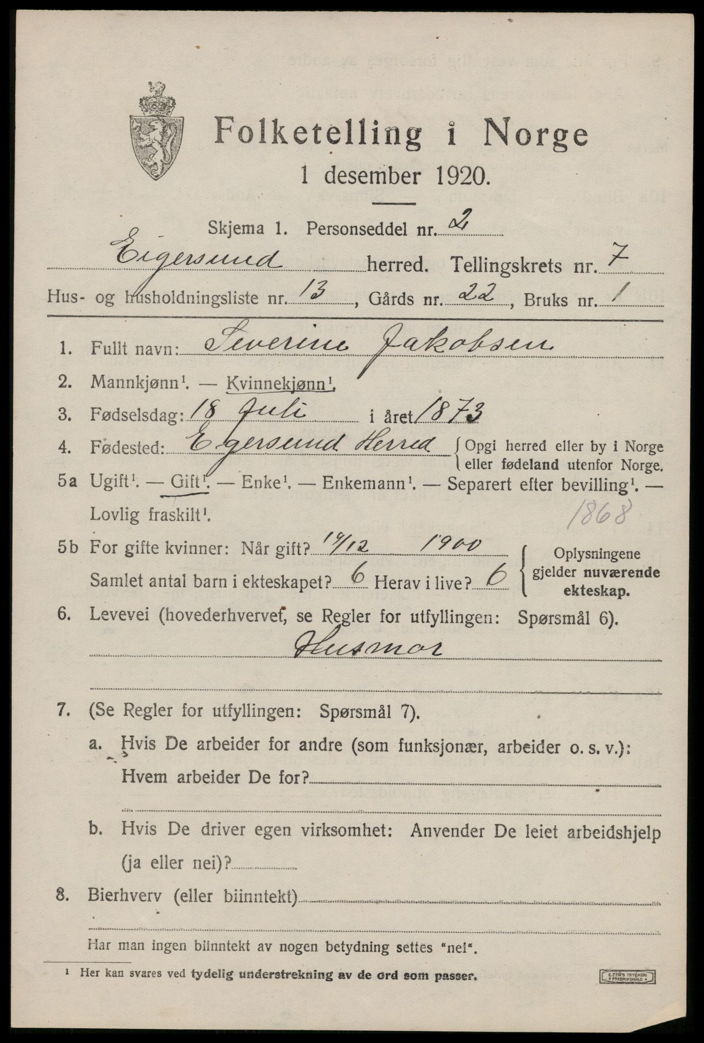 SAST, Folketelling 1920 for 1116 Eigersund herred, 1920, s. 4801