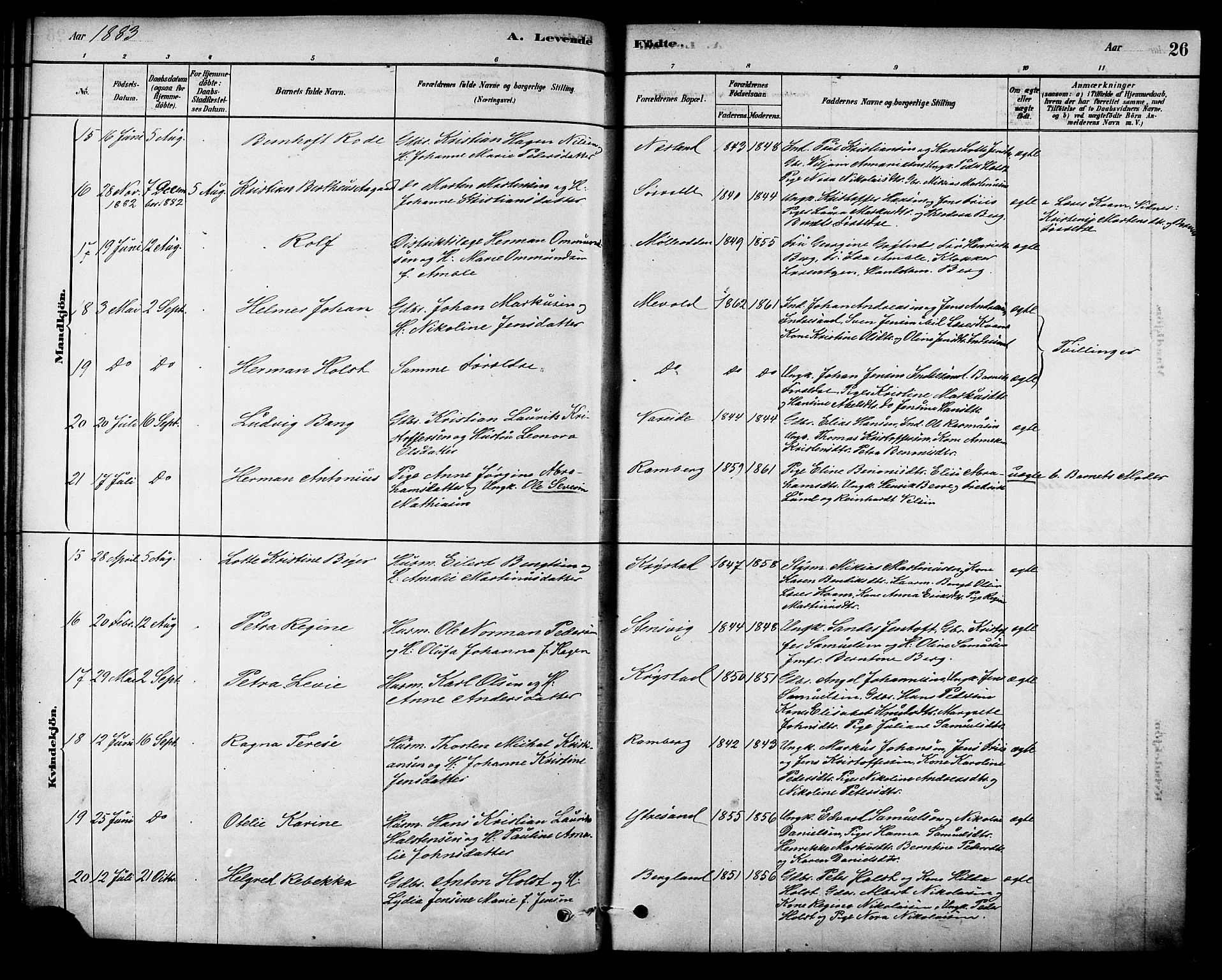 Ministerialprotokoller, klokkerbøker og fødselsregistre - Nordland, AV/SAT-A-1459/885/L1204: Ministerialbok nr. 885A05, 1878-1892, s. 26