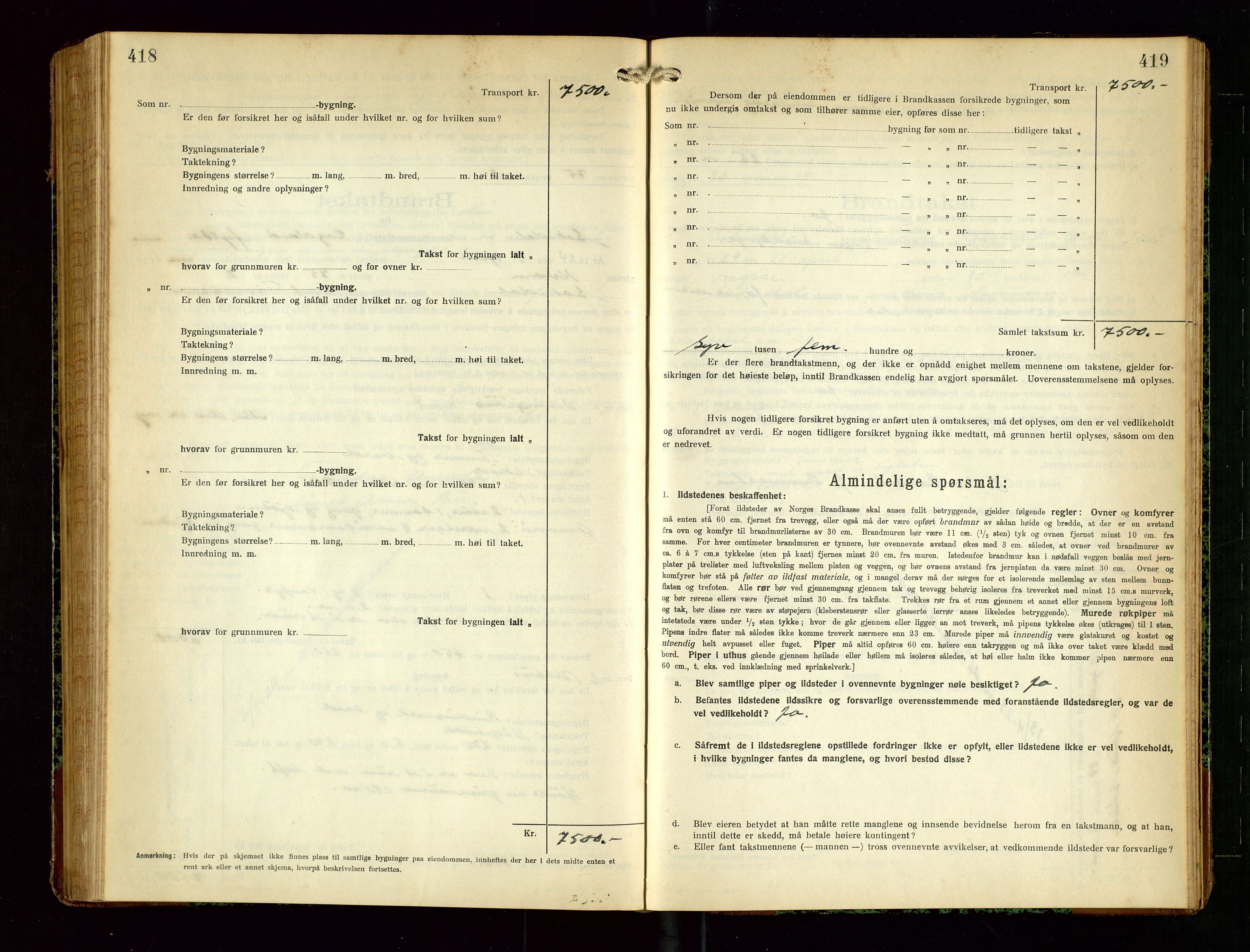 Sokndal lensmannskontor, AV/SAST-A-100417/Gob/L0006: "Brandtakst-Protokol", 1924-1930, s. 418-419