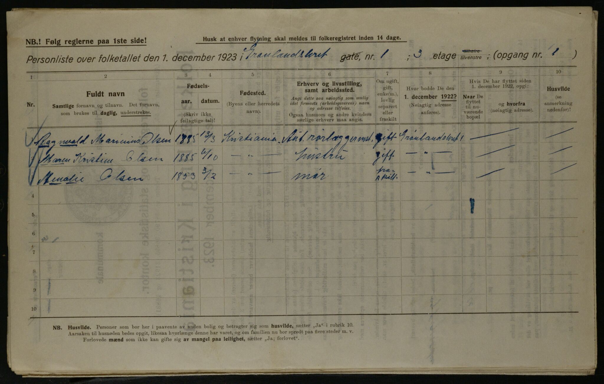 OBA, Kommunal folketelling 1.12.1923 for Kristiania, 1923, s. 35377