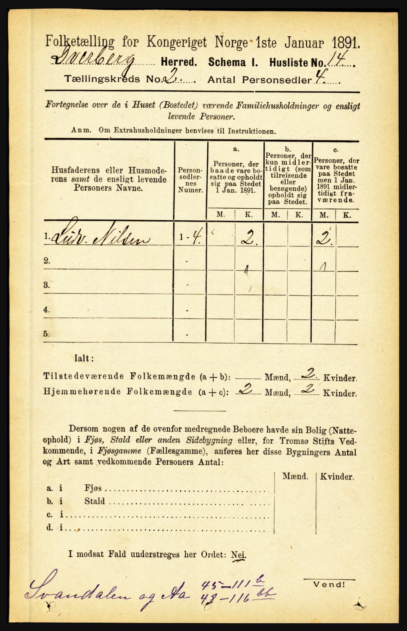 RA, Folketelling 1891 for 1872 Dverberg herred, 1891, s. 591