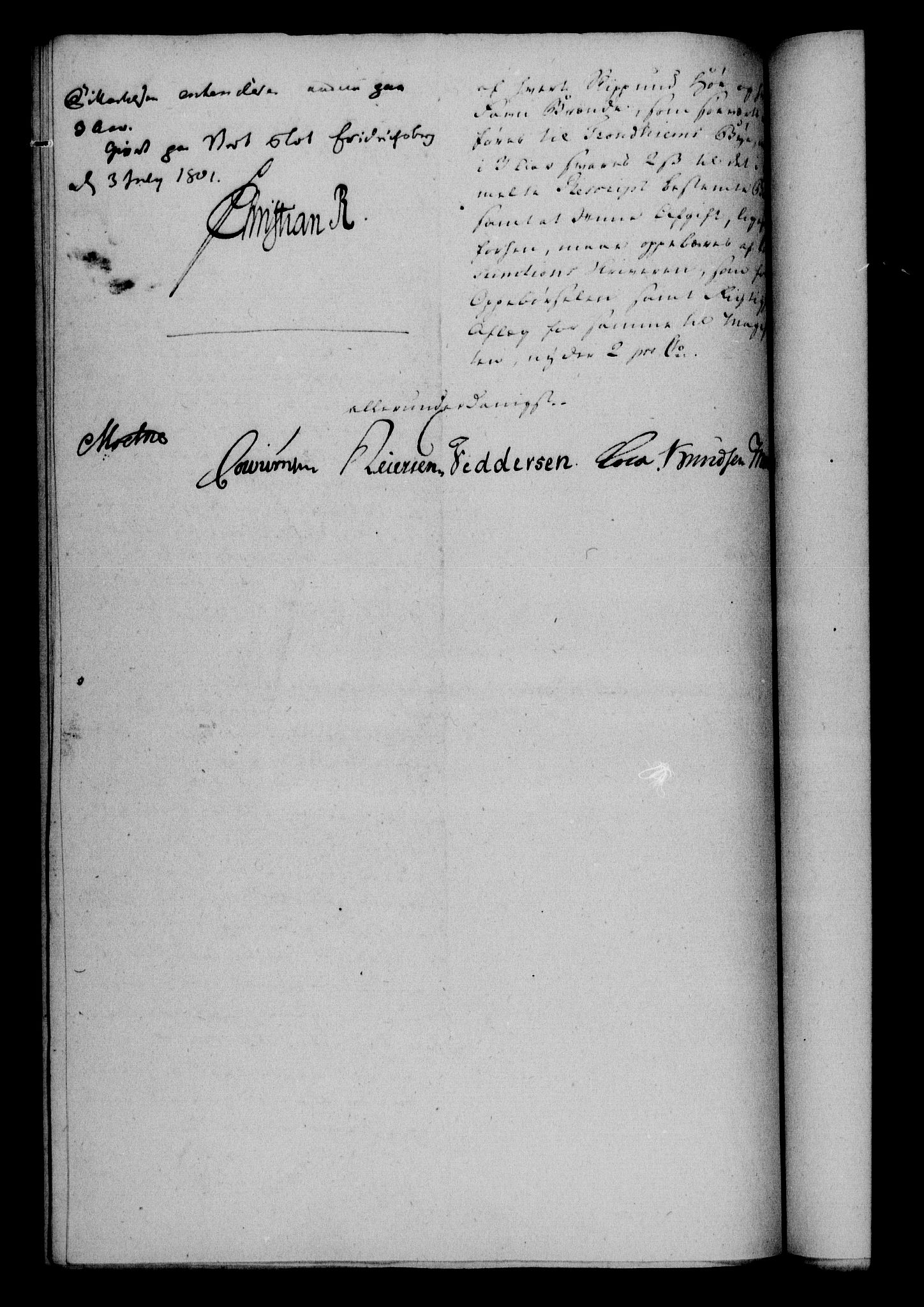 Danske Kanselli 1800-1814, RA/EA-3024/H/Hf/Hfa/Hfaa/L0002: Ekstrakt av forestillinger, 1801