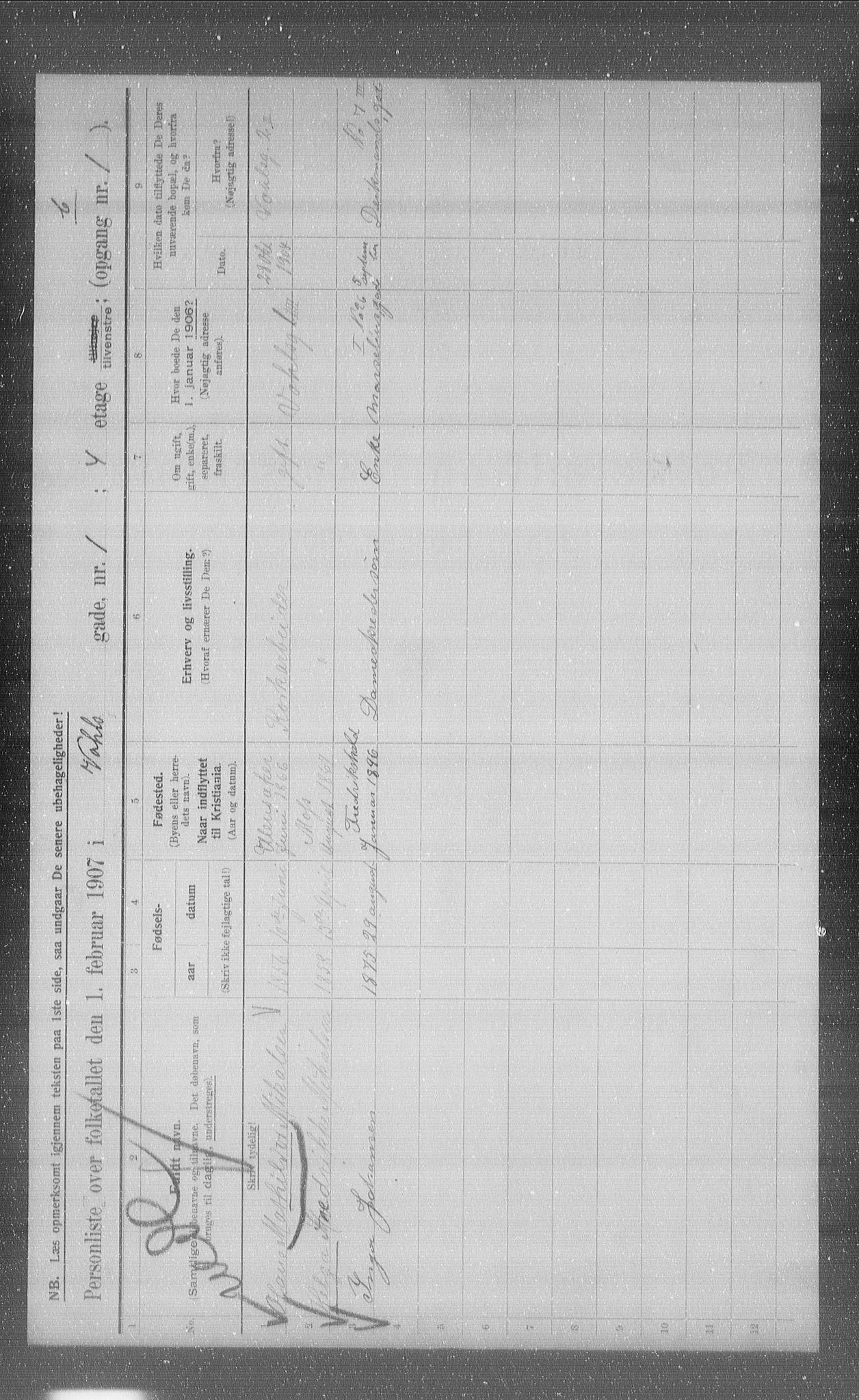 OBA, Kommunal folketelling 1.2.1907 for Kristiania kjøpstad, 1907, s. 61751