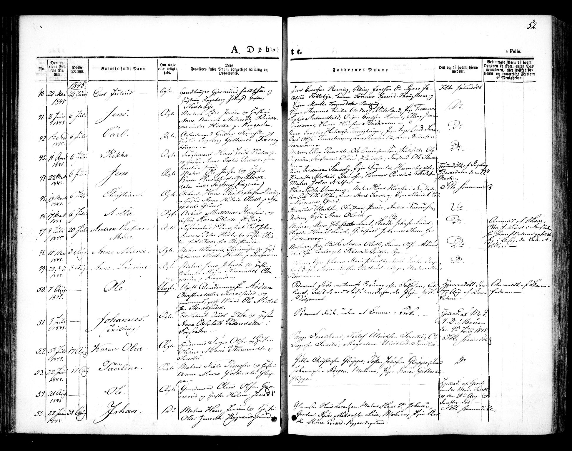 Glemmen prestekontor Kirkebøker, AV/SAO-A-10908/F/Fa/L0005: Ministerialbok nr. 5, 1838-1852, s. 52