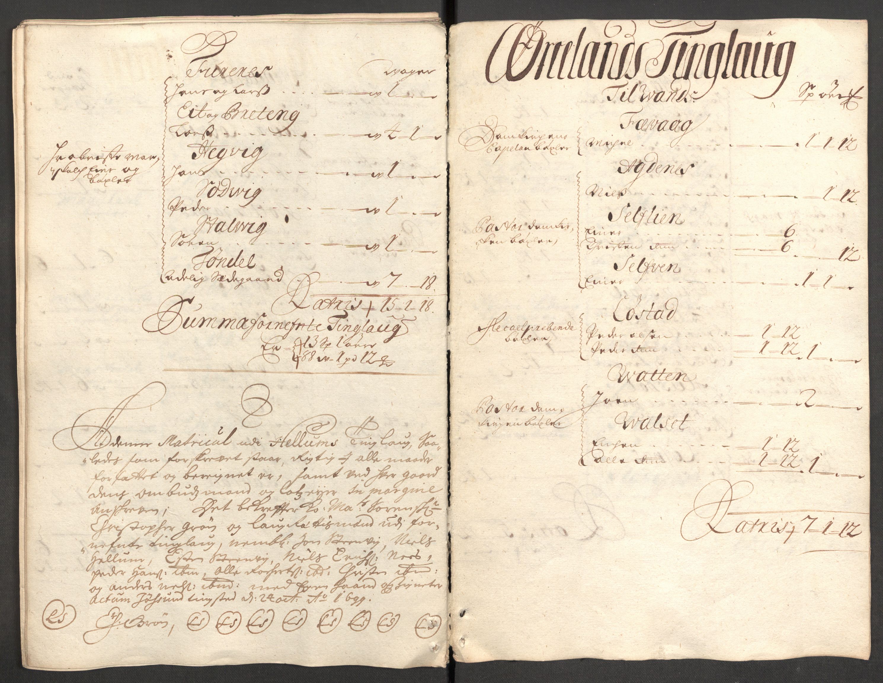 Rentekammeret inntil 1814, Reviderte regnskaper, Fogderegnskap, AV/RA-EA-4092/R57/L3853: Fogderegnskap Fosen, 1698-1699, s. 286