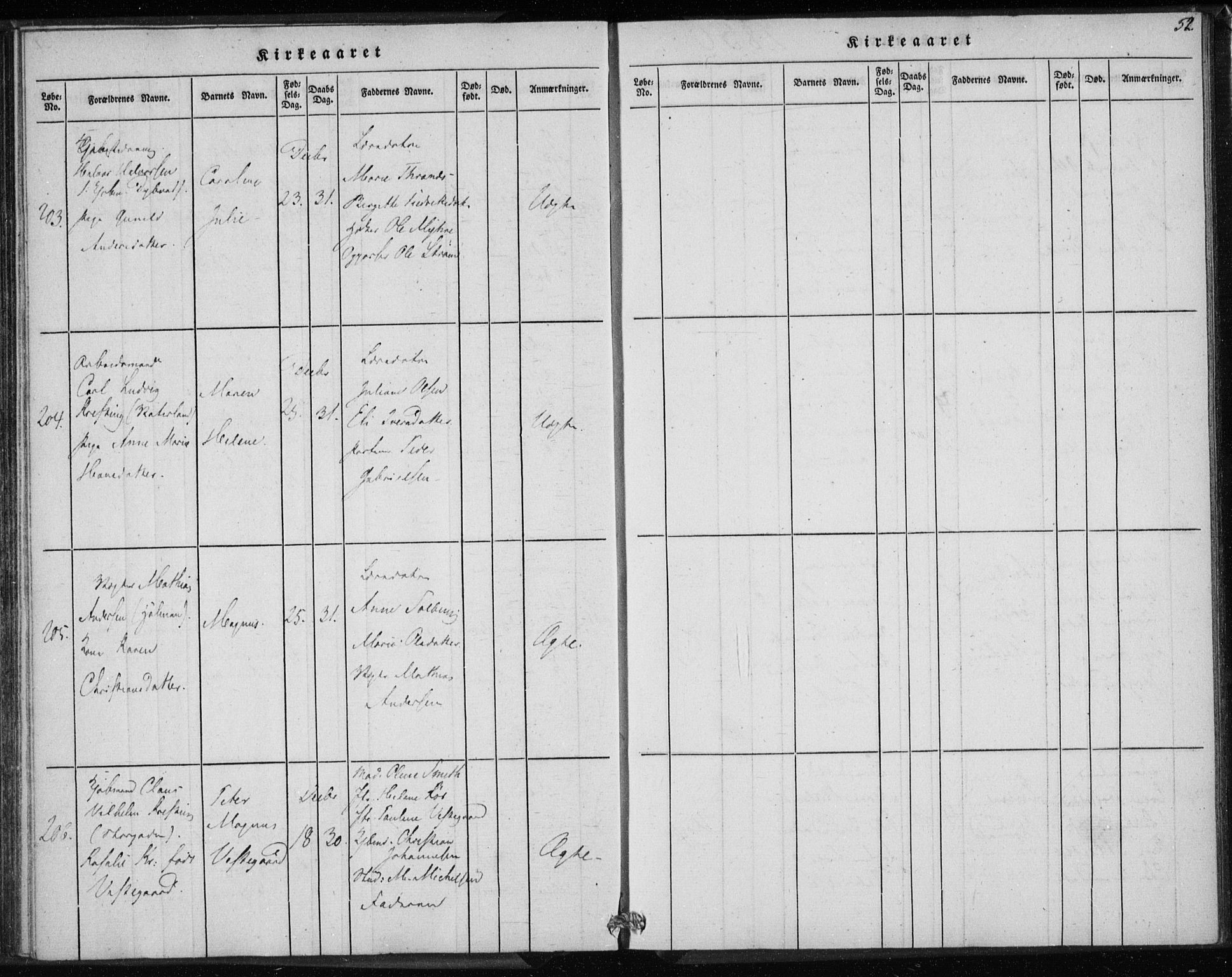 Rikshospitalet prestekontor Kirkebøker, AV/SAO-A-10309b/K/L0001/0003: Dåpsbok nr. 1.3, 1848-1854, s. 52