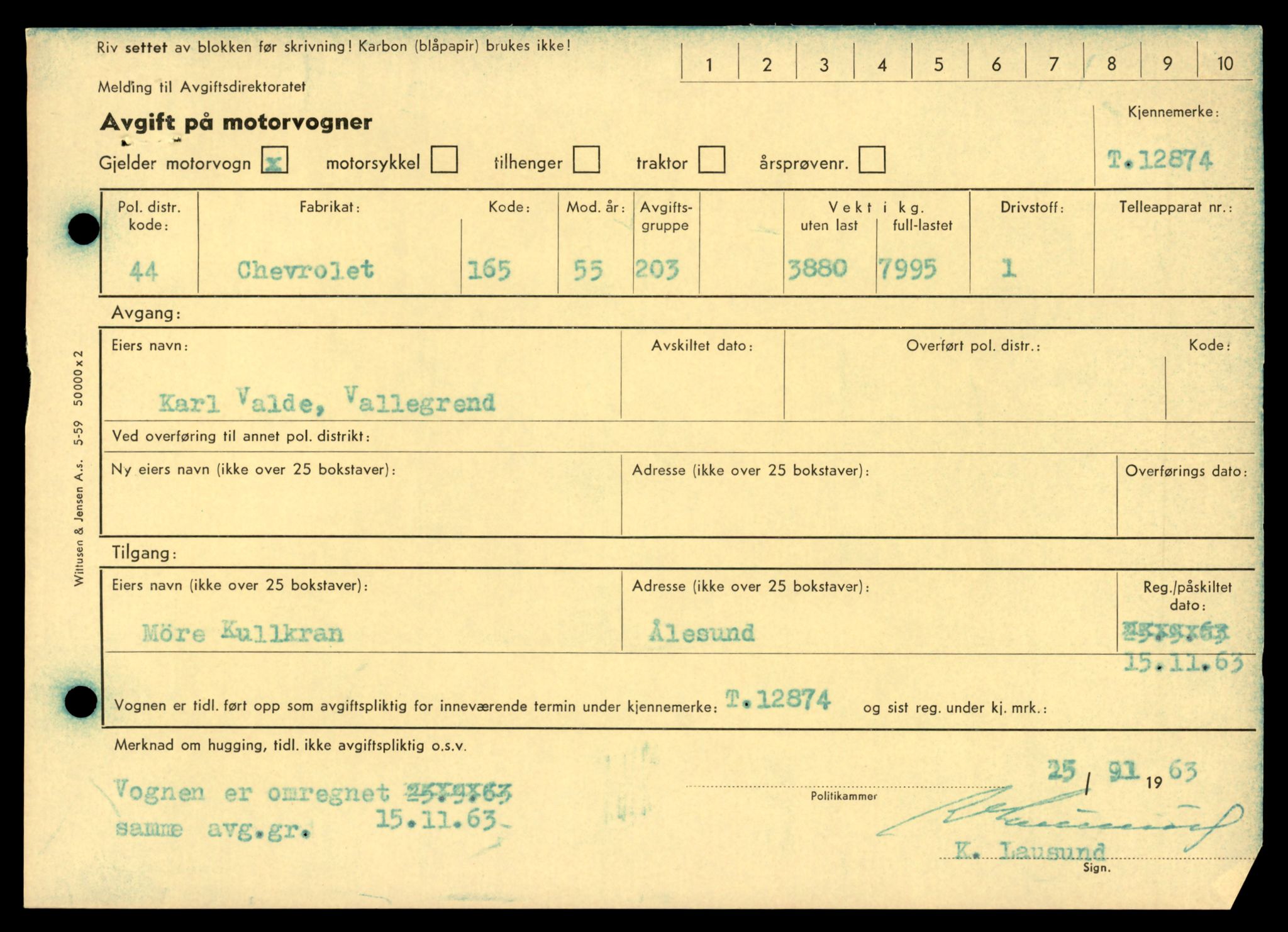 Møre og Romsdal vegkontor - Ålesund trafikkstasjon, SAT/A-4099/F/Fe/L0036: Registreringskort for kjøretøy T 12831 - T 13030, 1927-1998, s. 715