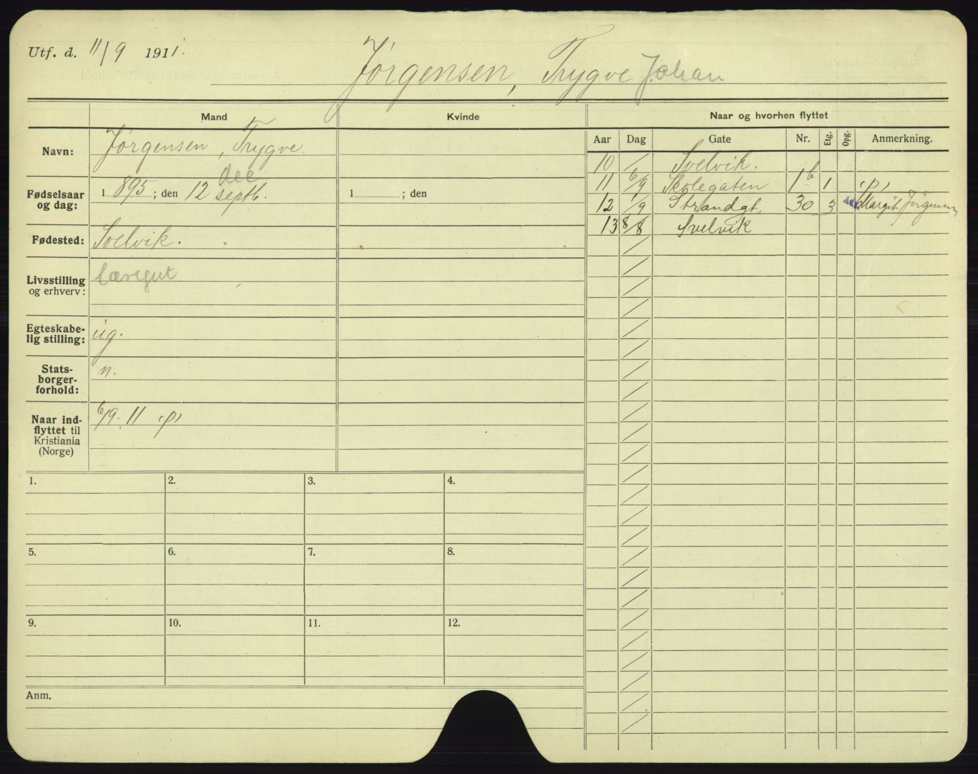 Oslo folkeregister, Registerkort, AV/SAO-A-11715/F/Fa/Fac/L0005: Menn, 1906-1914, s. 1065a