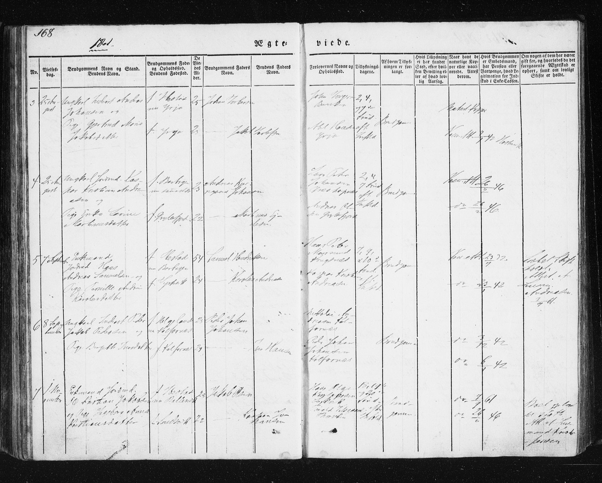 Berg sokneprestkontor, SATØ/S-1318/G/Ga/Gab/L0011klokker: Klokkerbok nr. 11, 1833-1878, s. 168