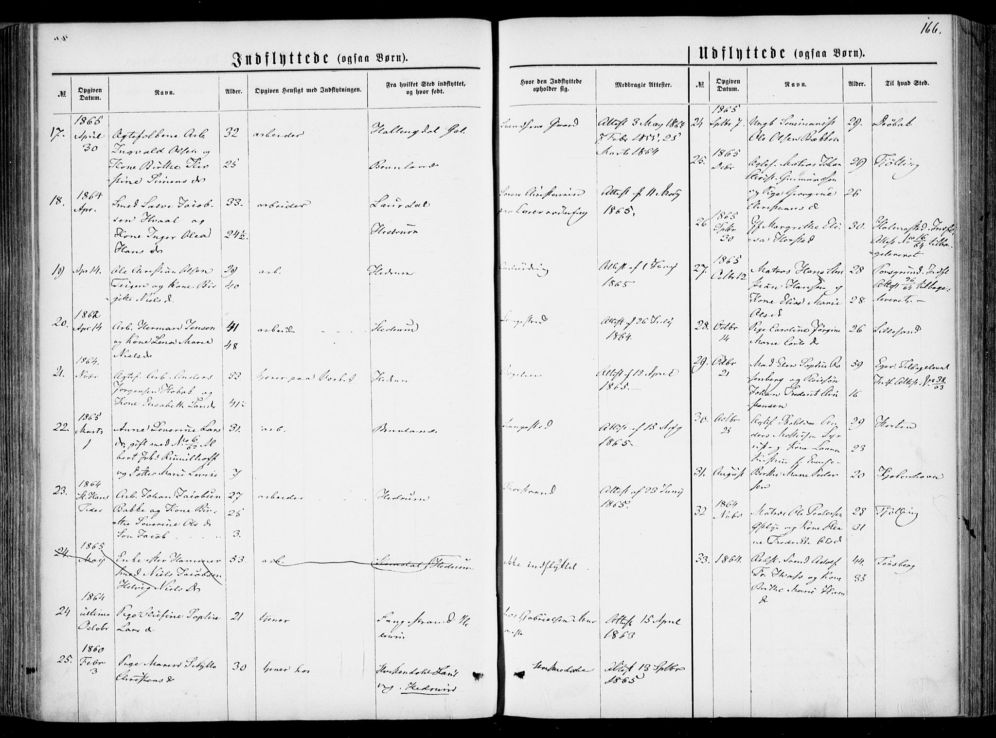 Larvik kirkebøker, AV/SAKO-A-352/F/Fa/L0005: Ministerialbok nr. I 5, 1856-1870, s. 166