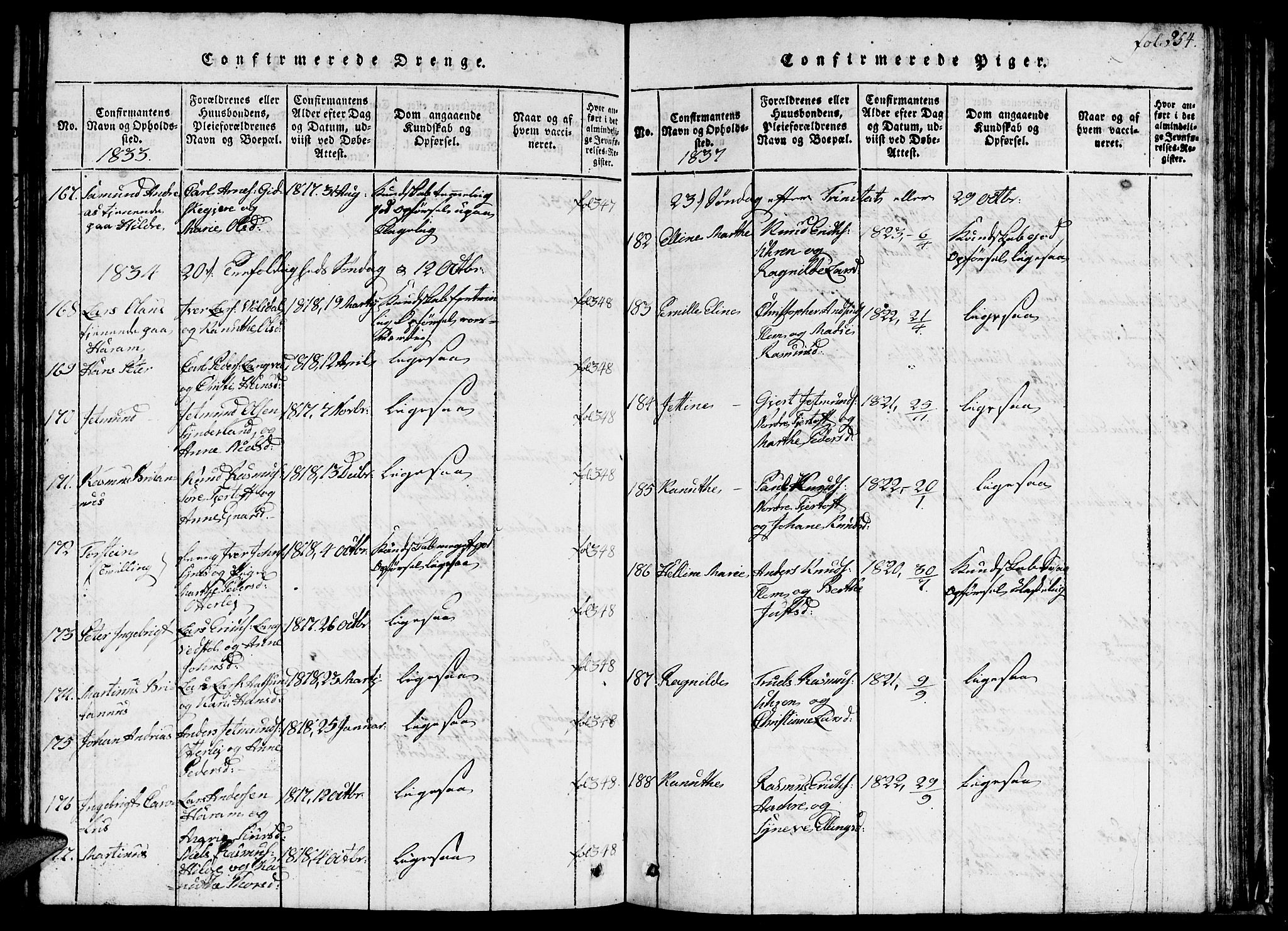 Ministerialprotokoller, klokkerbøker og fødselsregistre - Møre og Romsdal, AV/SAT-A-1454/536/L0506: Klokkerbok nr. 536C01, 1818-1859, s. 254