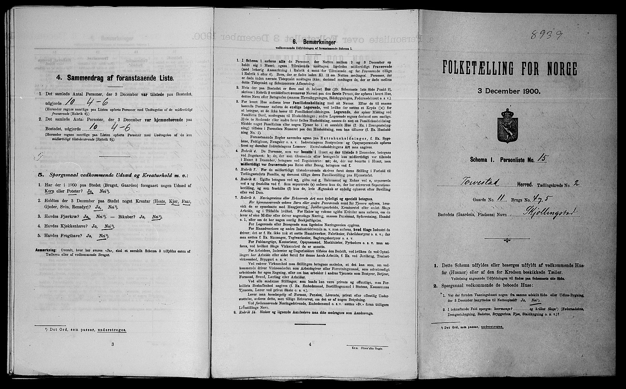 SAST, Folketelling 1900 for 1152 Torvastad herred, 1900, s. 270