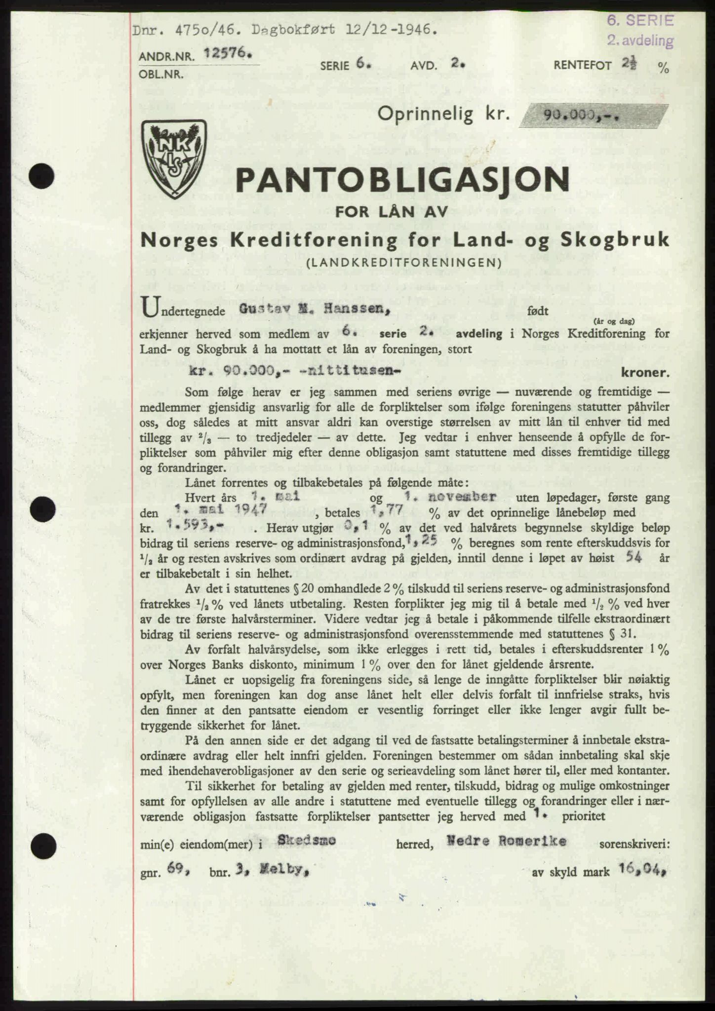 Nedre Romerike sorenskriveri, AV/SAO-A-10469/G/Gb/Gbd/L0017: Pantebok nr. 17, 1946-1946, Dagboknr: 4750/1946