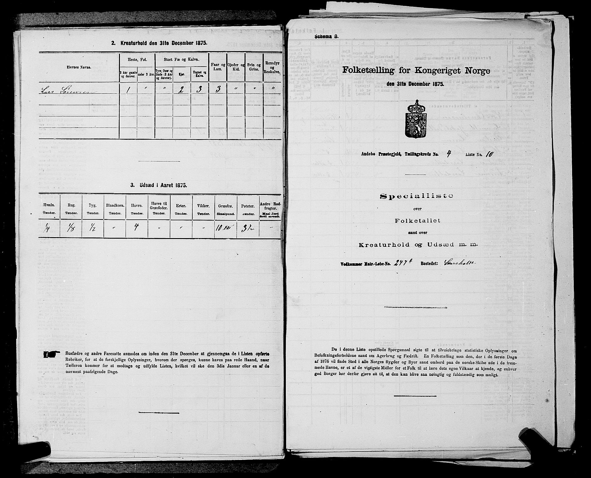 SAKO, Folketelling 1875 for 0719P Andebu prestegjeld, 1875, s. 447