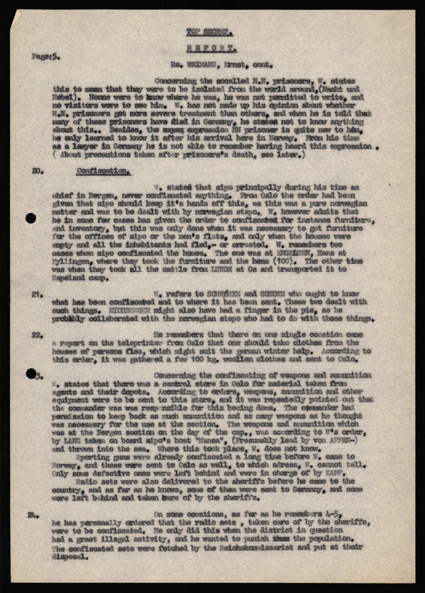 Forsvaret, Forsvarets overkommando II, RA/RAFA-3915/D/Db/L0035: CI Questionaires. Tyske okkupasjonsstyrker i Norge. Tyskere., 1945-1946, s. 170