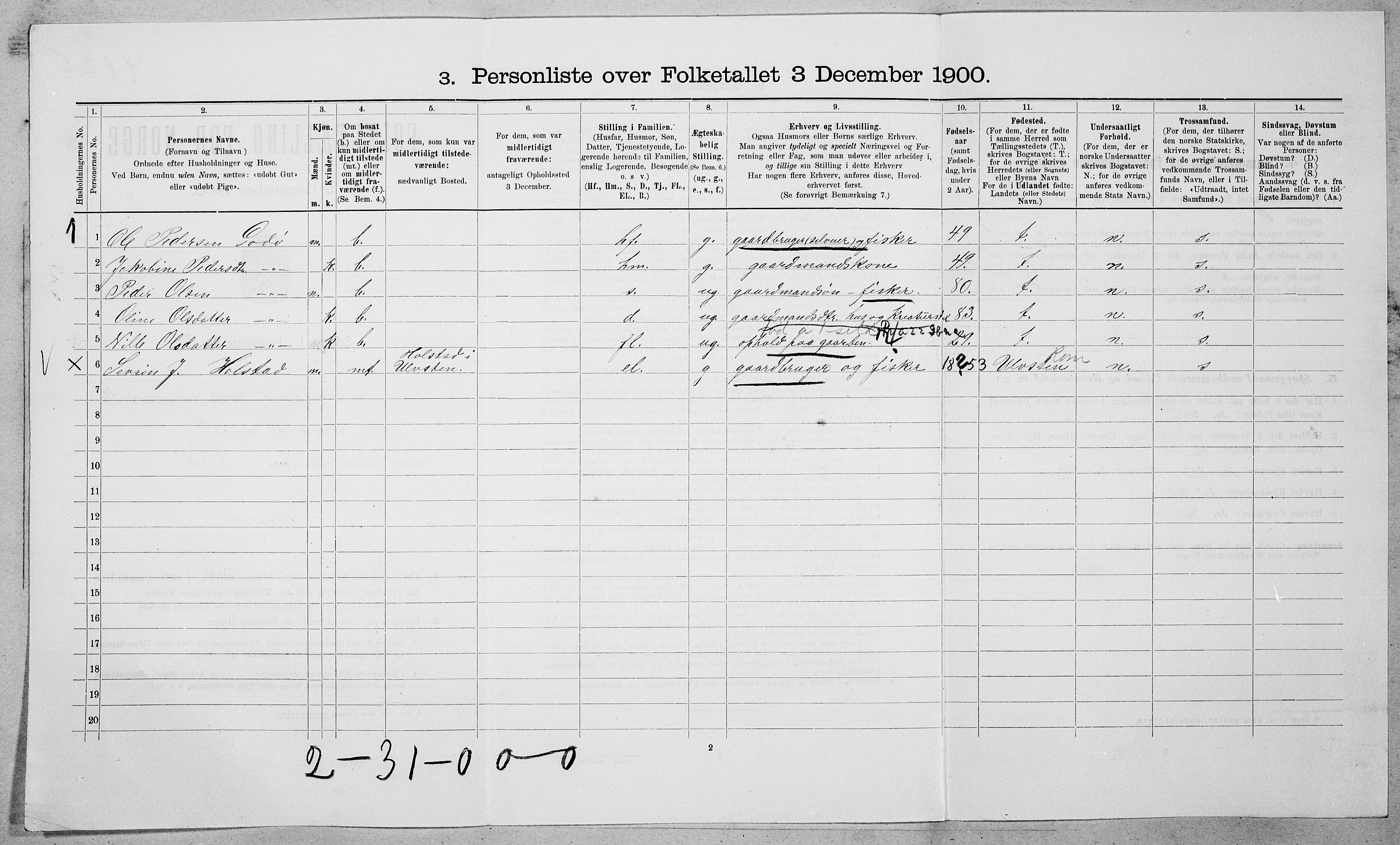 SAT, Folketelling 1900 for 1531 Borgund herred, 1900, s. 1321