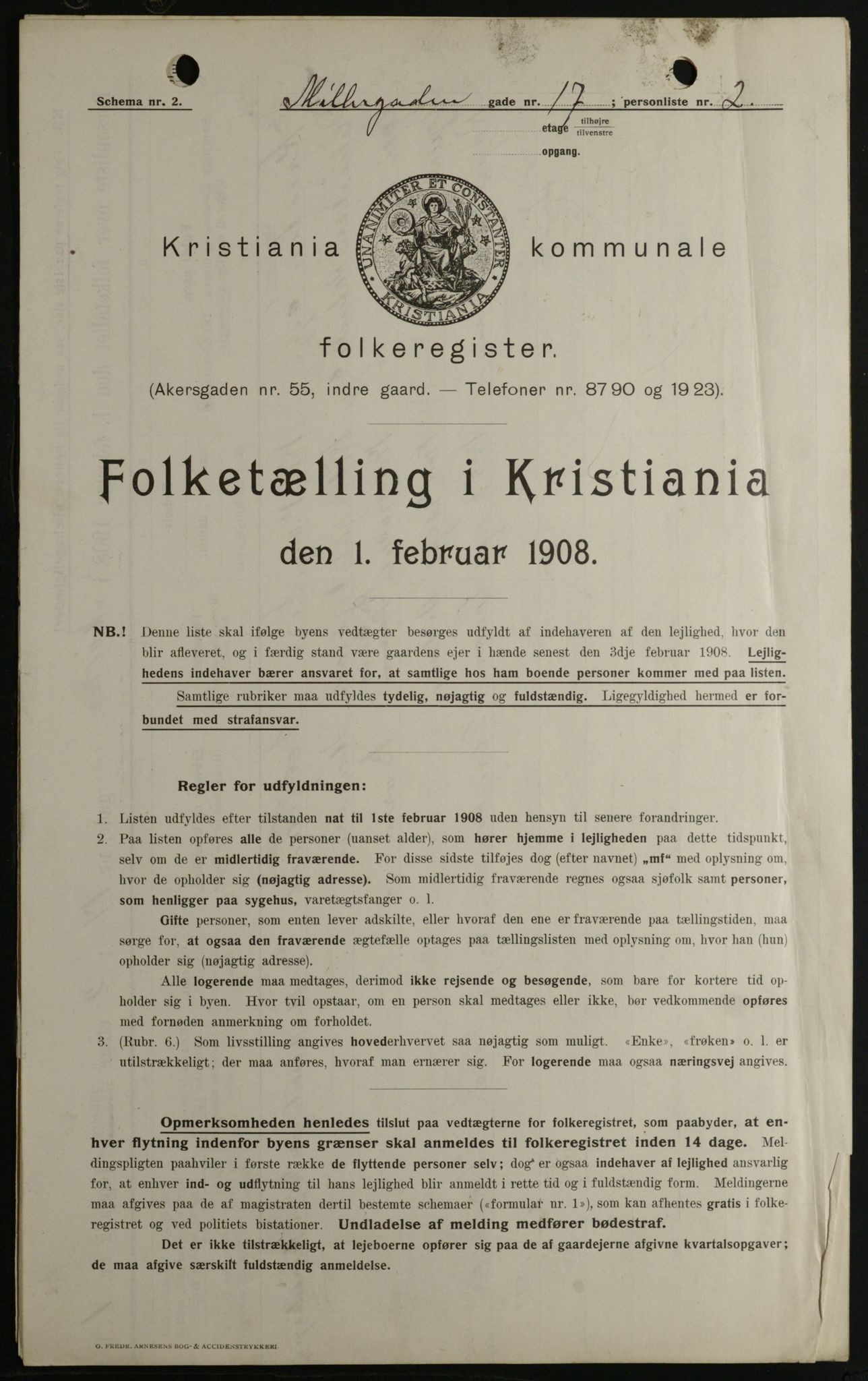OBA, Kommunal folketelling 1.2.1908 for Kristiania kjøpstad, 1908, s. 61350