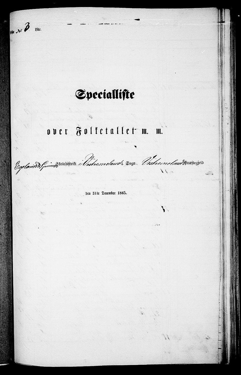 RA, Folketelling 1865 for 0926L Vestre Moland prestegjeld, Vestre Moland sokn, 1865, s. 37
