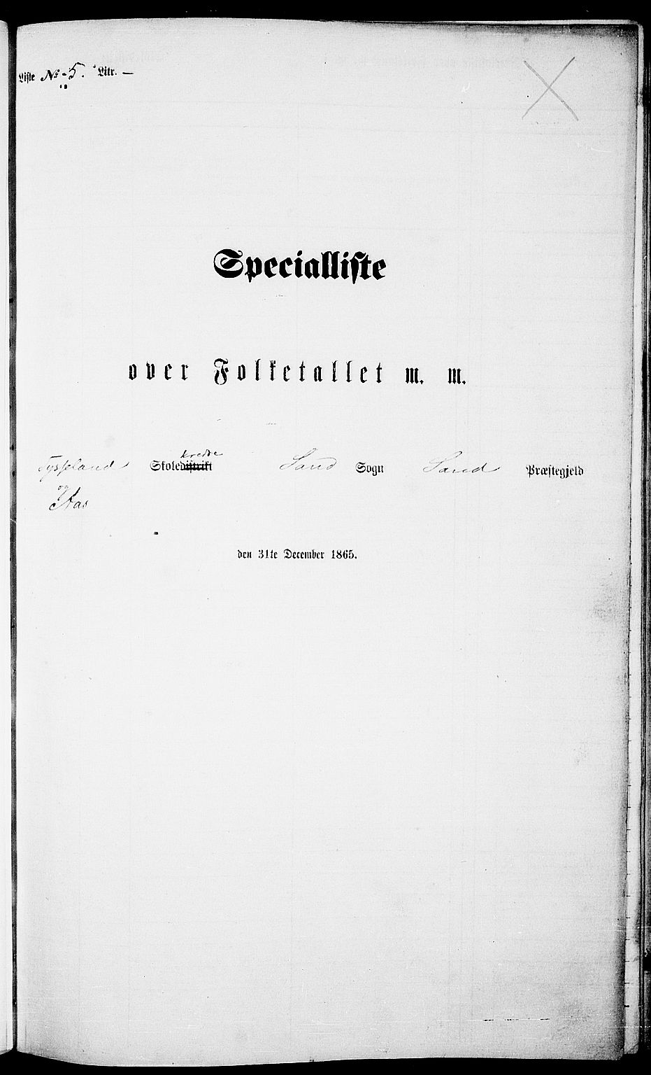 RA, Folketelling 1865 for 1136P Sand prestegjeld, 1865, s. 72