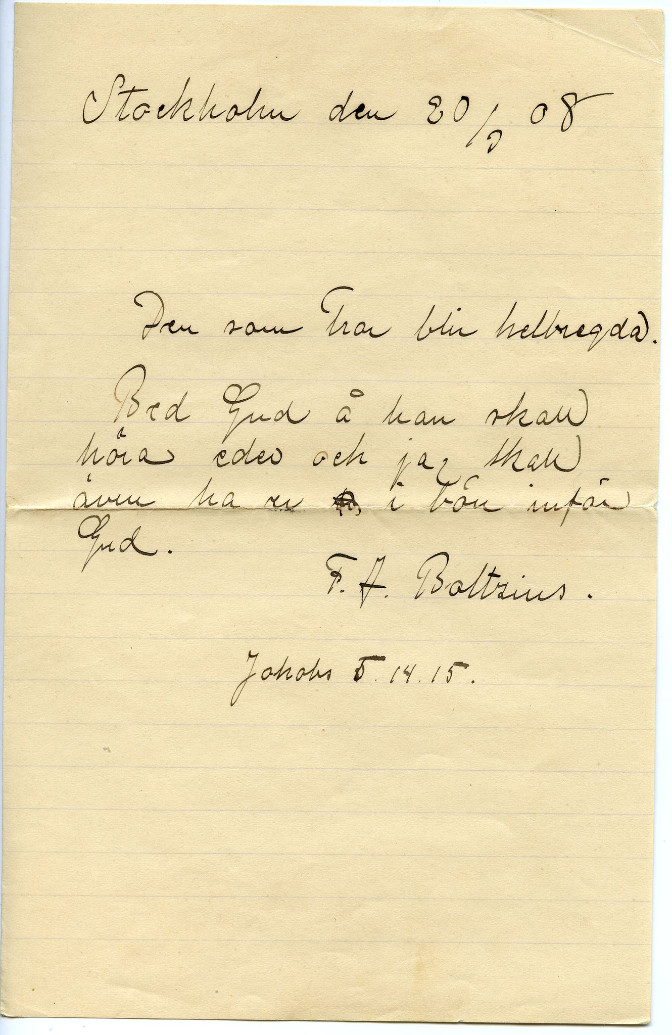 Johan Beronkas testamentariske gave, FMFB/A-1098/E/L0004: 6 brev fra den svenske helbrederen F. A. Botzius , s. 2