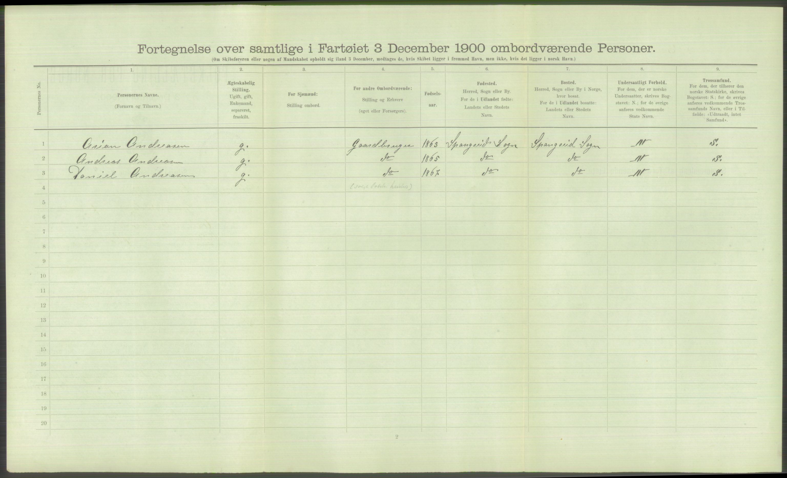 RA, Folketelling 1900 - skipslister med personlister for skip i norske havner, utenlandske havner og til havs, 1900, s. 722