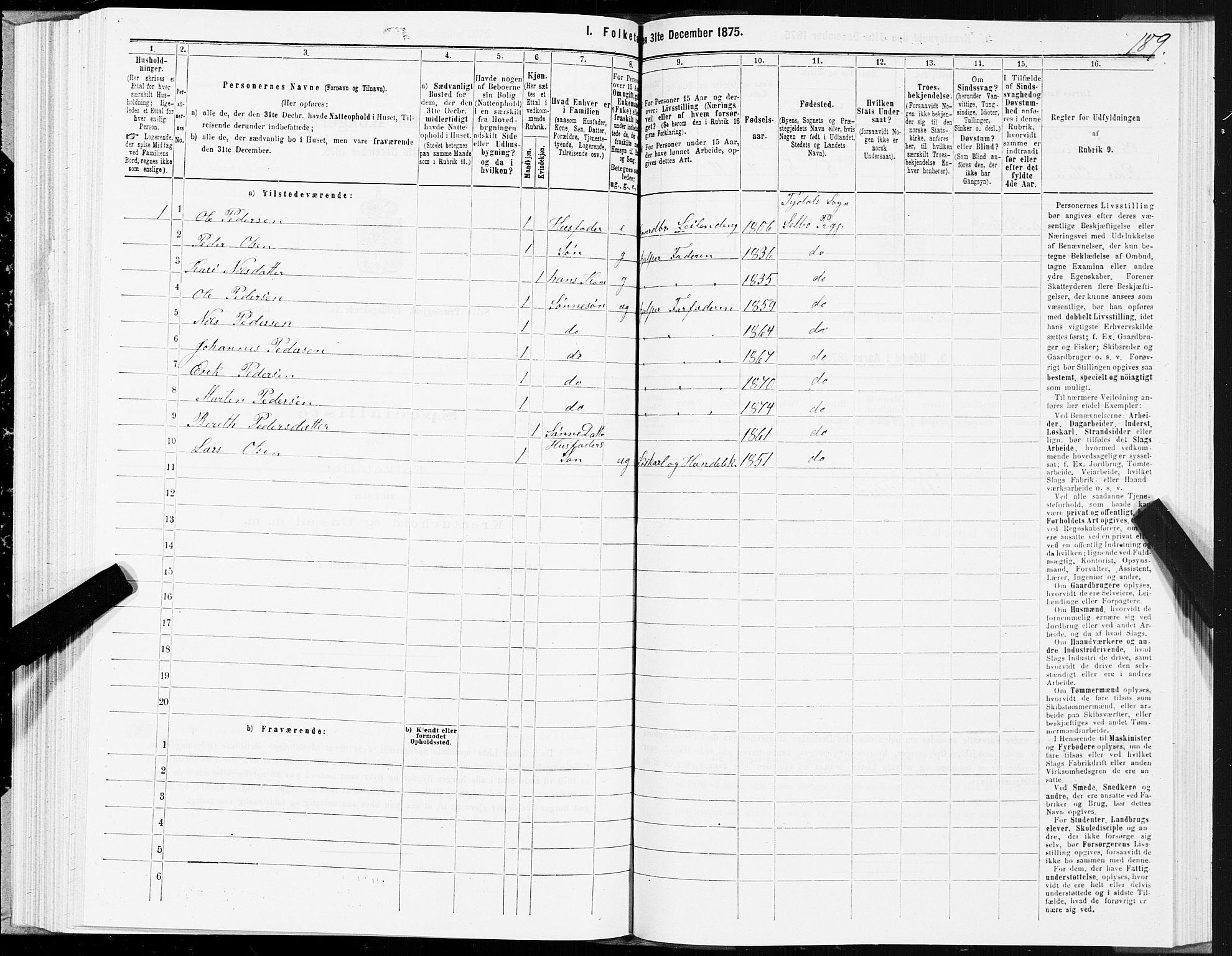 SAT, Folketelling 1875 for 1664P Selbu prestegjeld, 1875, s. 7189