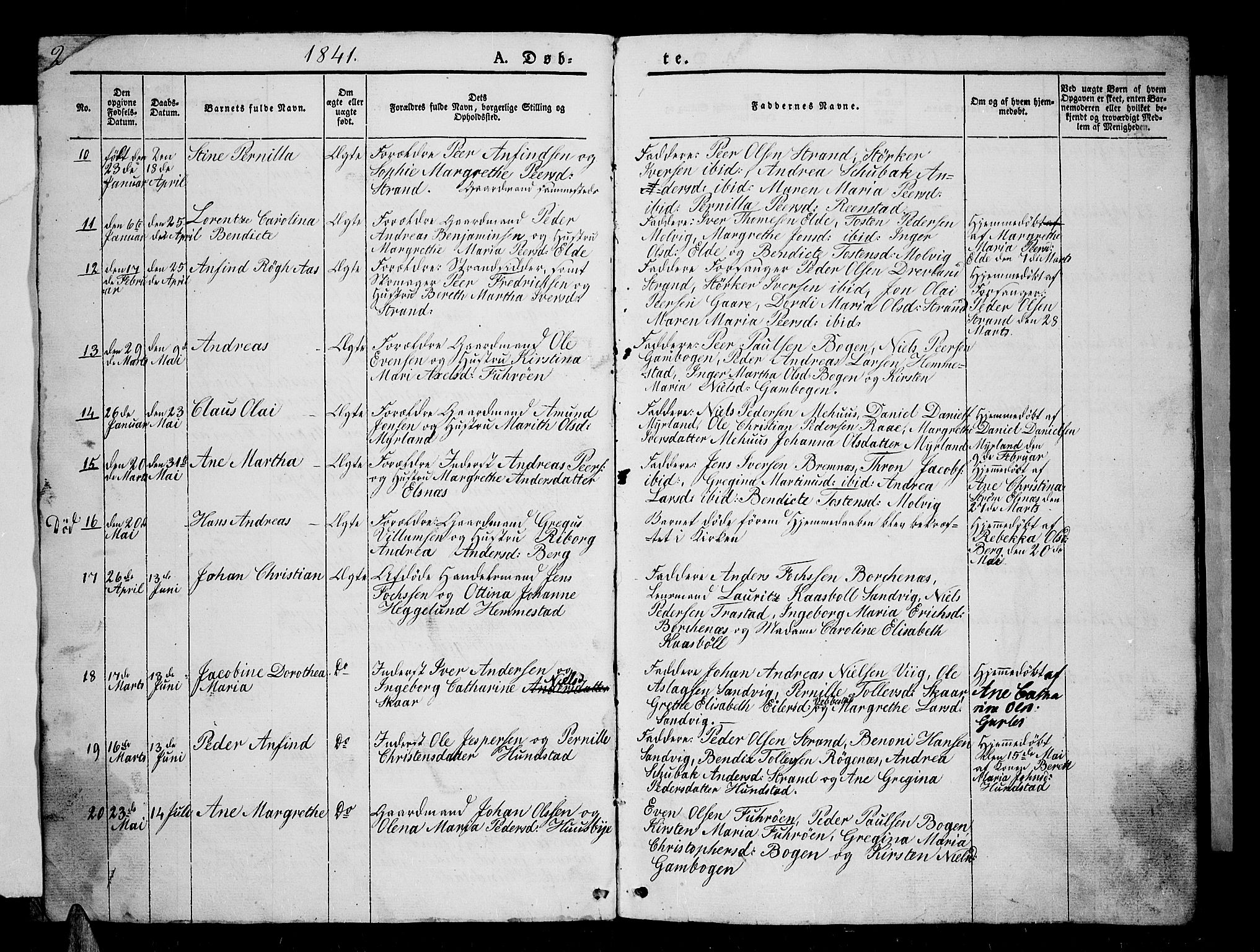 Kvæfjord sokneprestkontor, AV/SATØ-S-1323/G/Ga/Gab/L0002klokker: Klokkerbok nr. 2, 1841-1855, s. 2