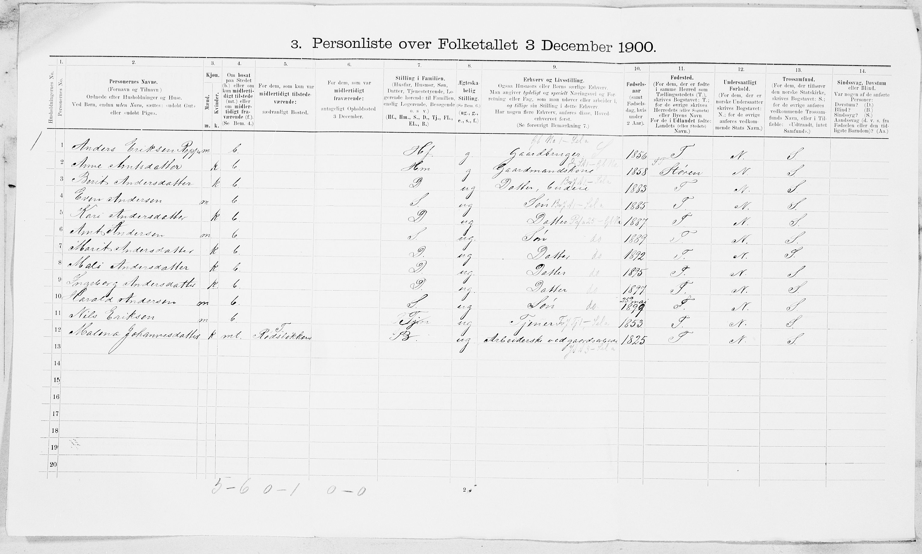 SAT, Folketelling 1900 for 1646 Singsås herred, 1900, s. 21