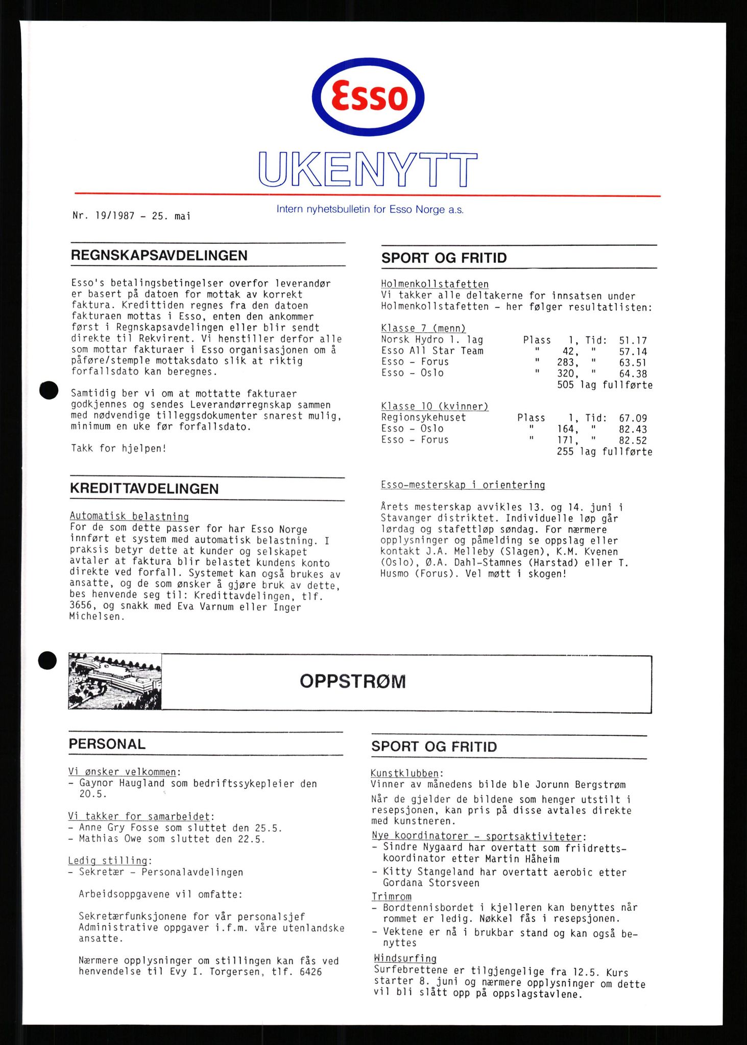 Pa 0982 - Esso Norge A/S, AV/SAST-A-100448/X/Xd/L0003: Ukenytt, 1987-1991