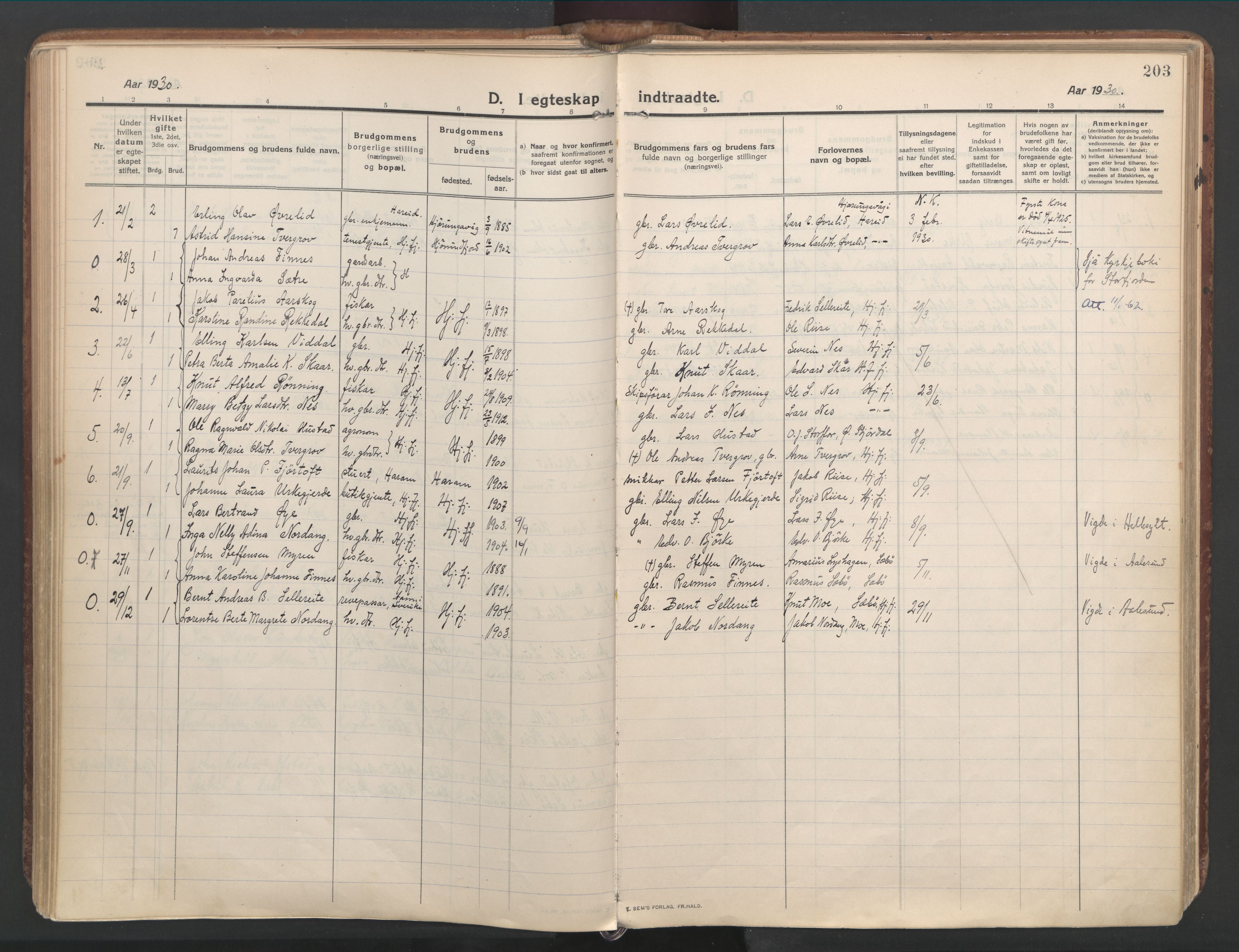 Ministerialprotokoller, klokkerbøker og fødselsregistre - Møre og Romsdal, SAT/A-1454/515/L0212: Ministerialbok nr. 515A08, 1911-1935, s. 203