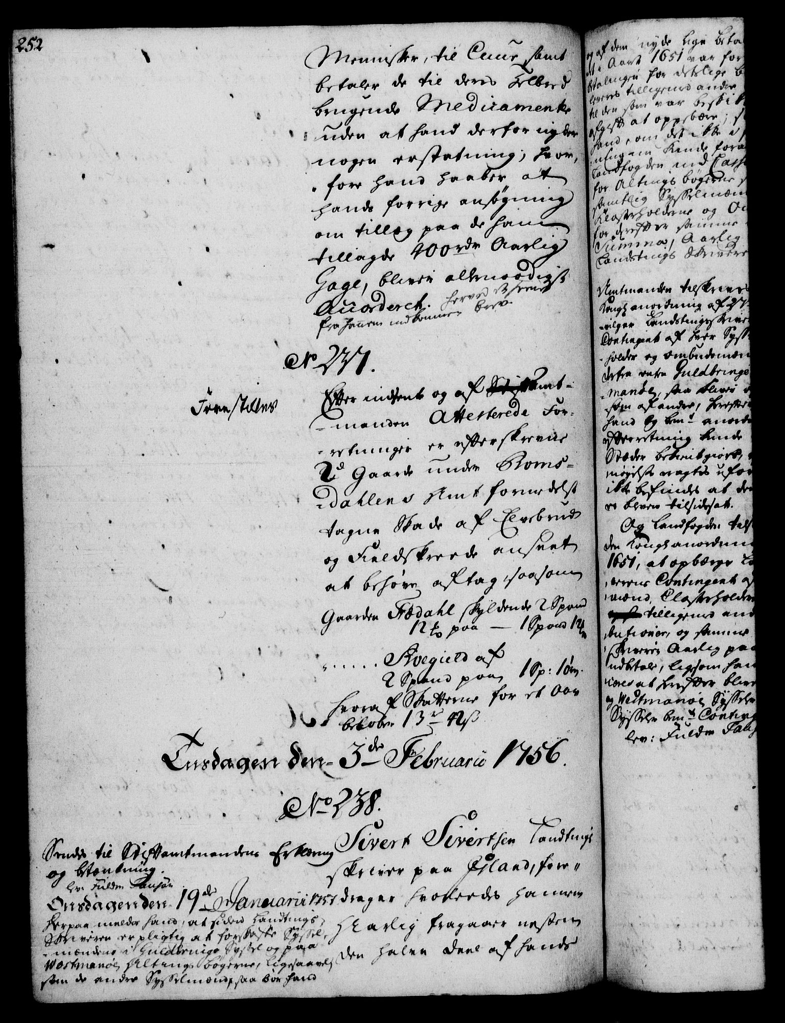 Rentekammeret, Kammerkanselliet, RA/EA-3111/G/Gh/Gha/L0033: Norsk ekstraktmemorialprotokoll (merket RK 53.78), 1755-1756, s. 252