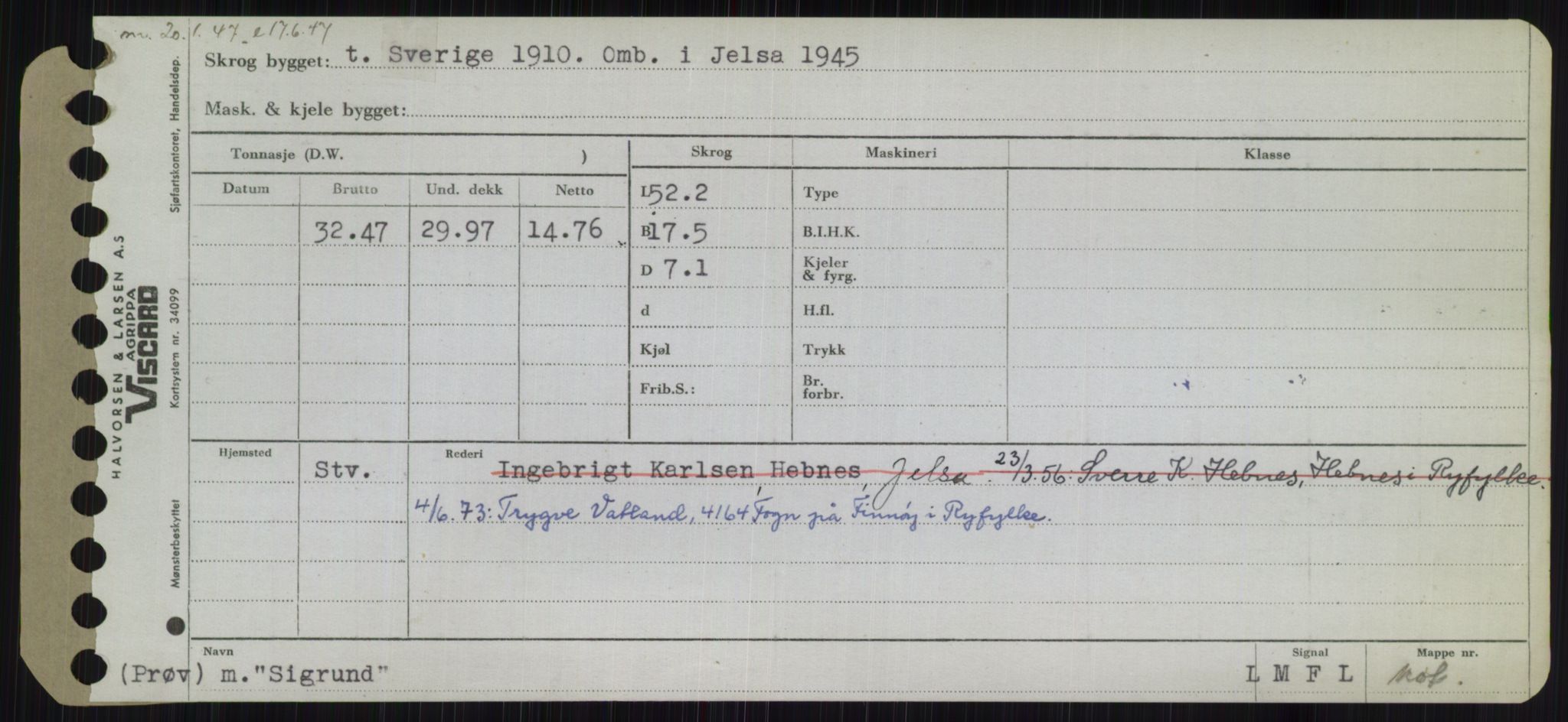 Sjøfartsdirektoratet med forløpere, Skipsmålingen, RA/S-1627/H/Ha/L0005/0001: Fartøy, S-Sven / Fartøy, S-Skji, s. 411