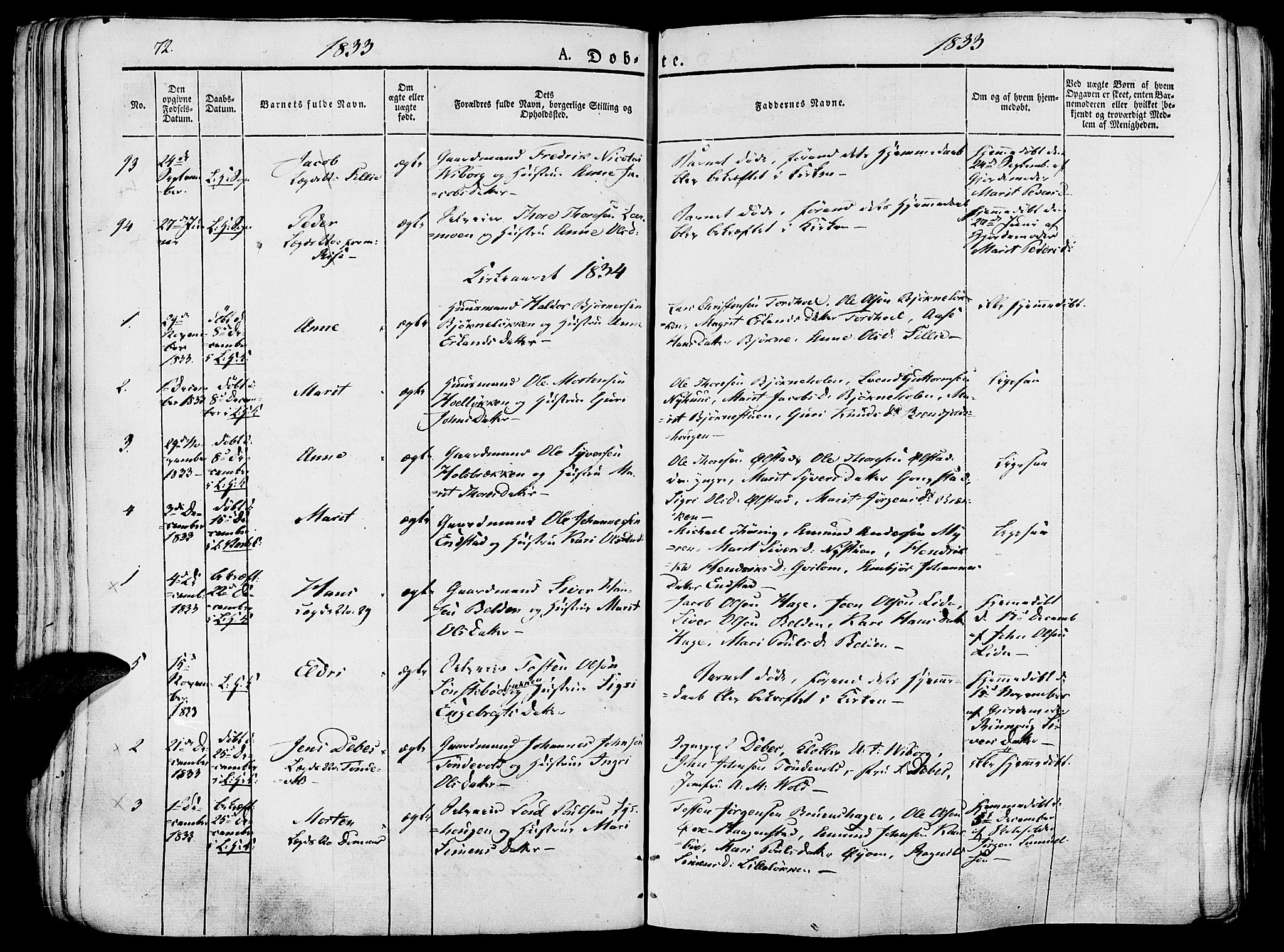 Lesja prestekontor, AV/SAH-PREST-068/H/Ha/Haa/L0005: Ministerialbok nr. 5, 1830-1842, s. 72