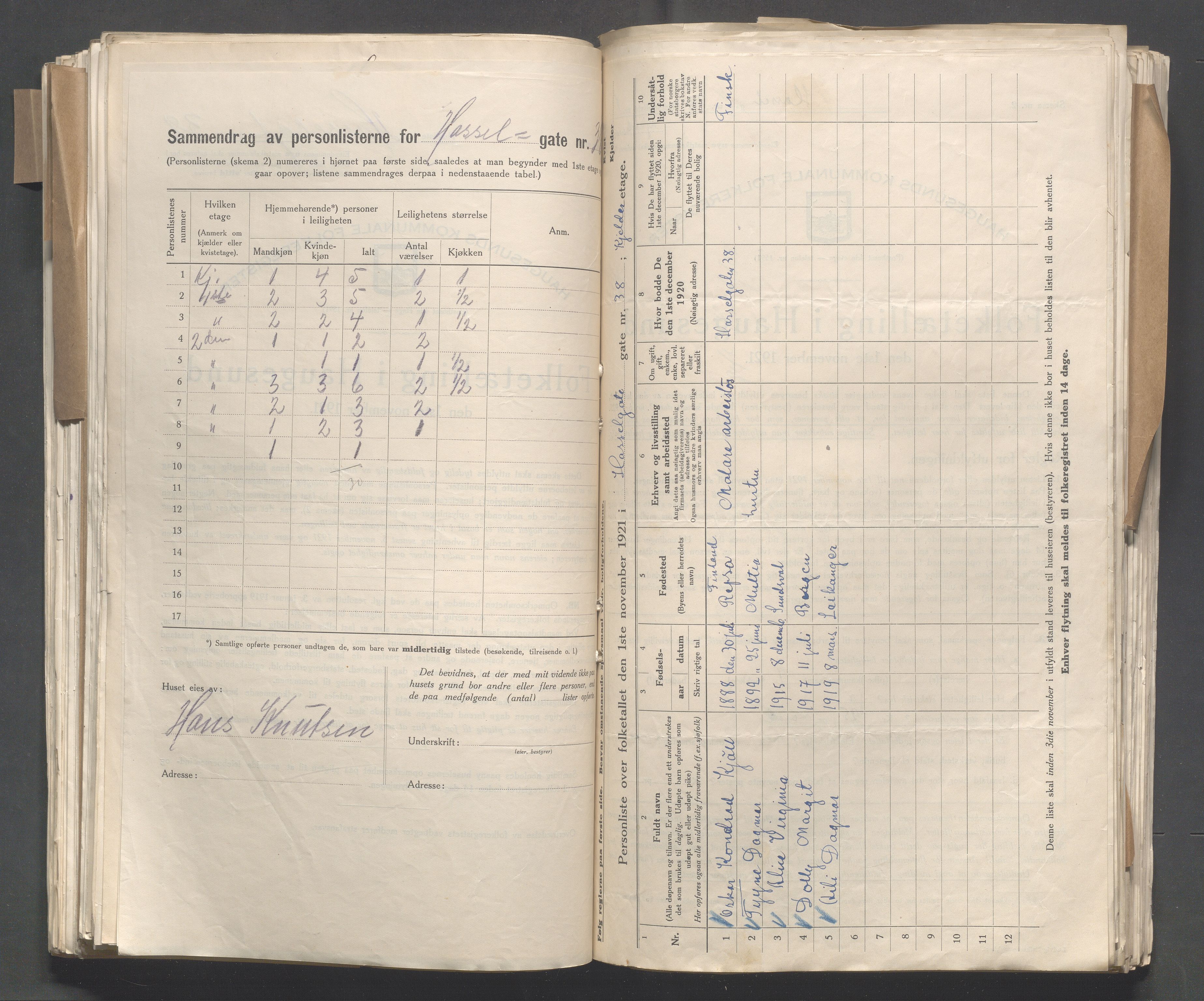 IKAR, Kommunal folketelling 1.11.1921 for Haugesund, 1921, s. 6060