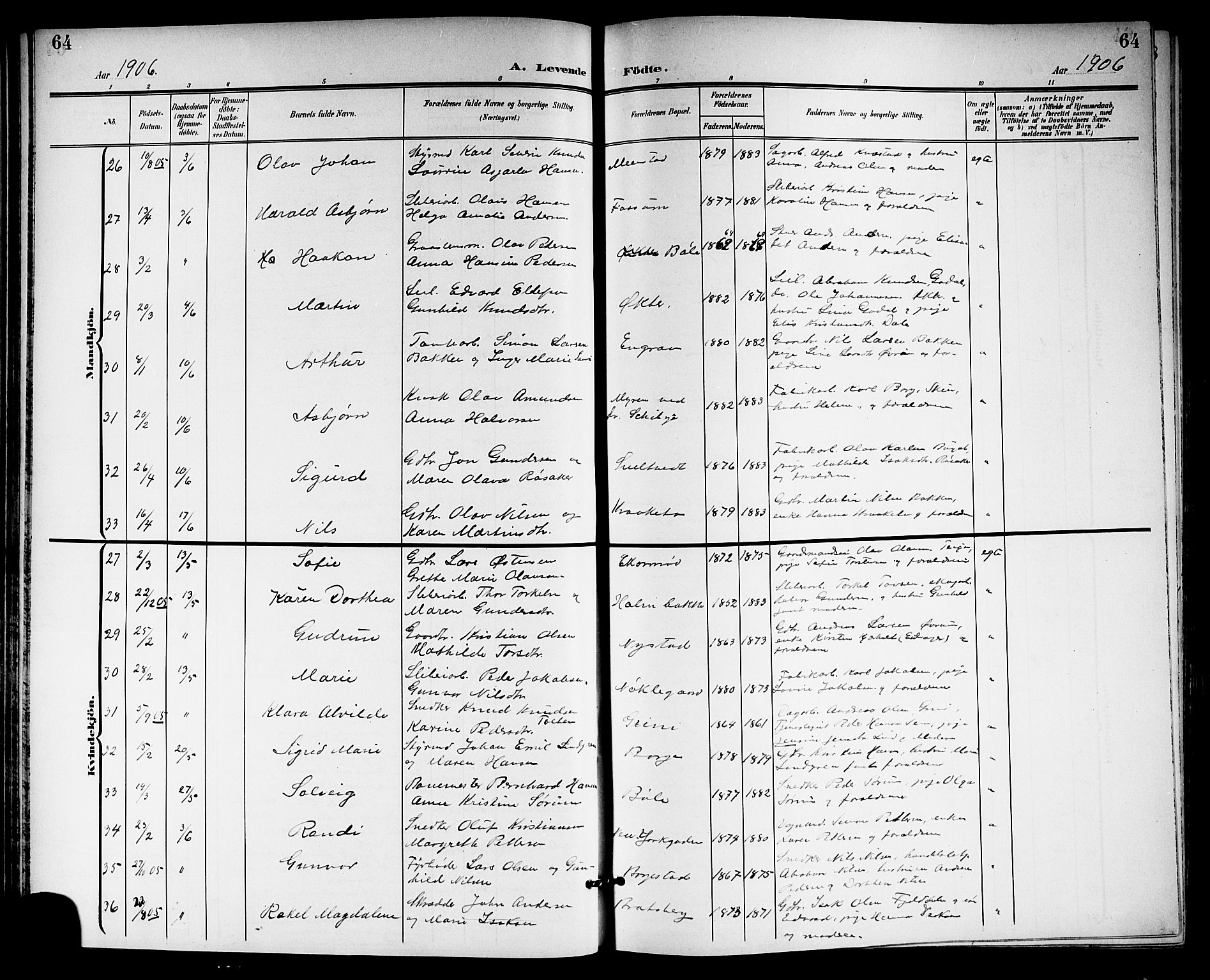 Gjerpen kirkebøker, AV/SAKO-A-265/G/Ga/L0003: Klokkerbok nr. I 3, 1901-1919, s. 64