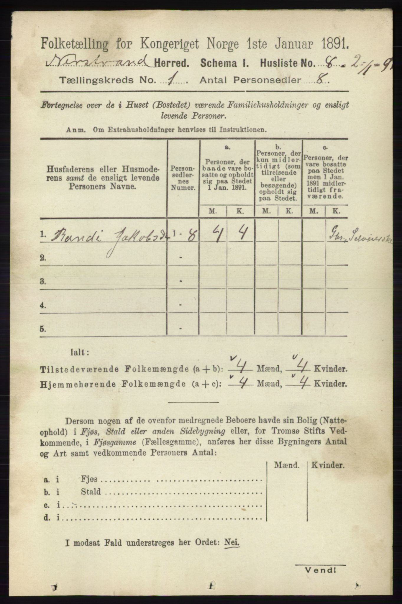 RA, Folketelling 1891 for 1139 Nedstrand herred, 1891, s. 34