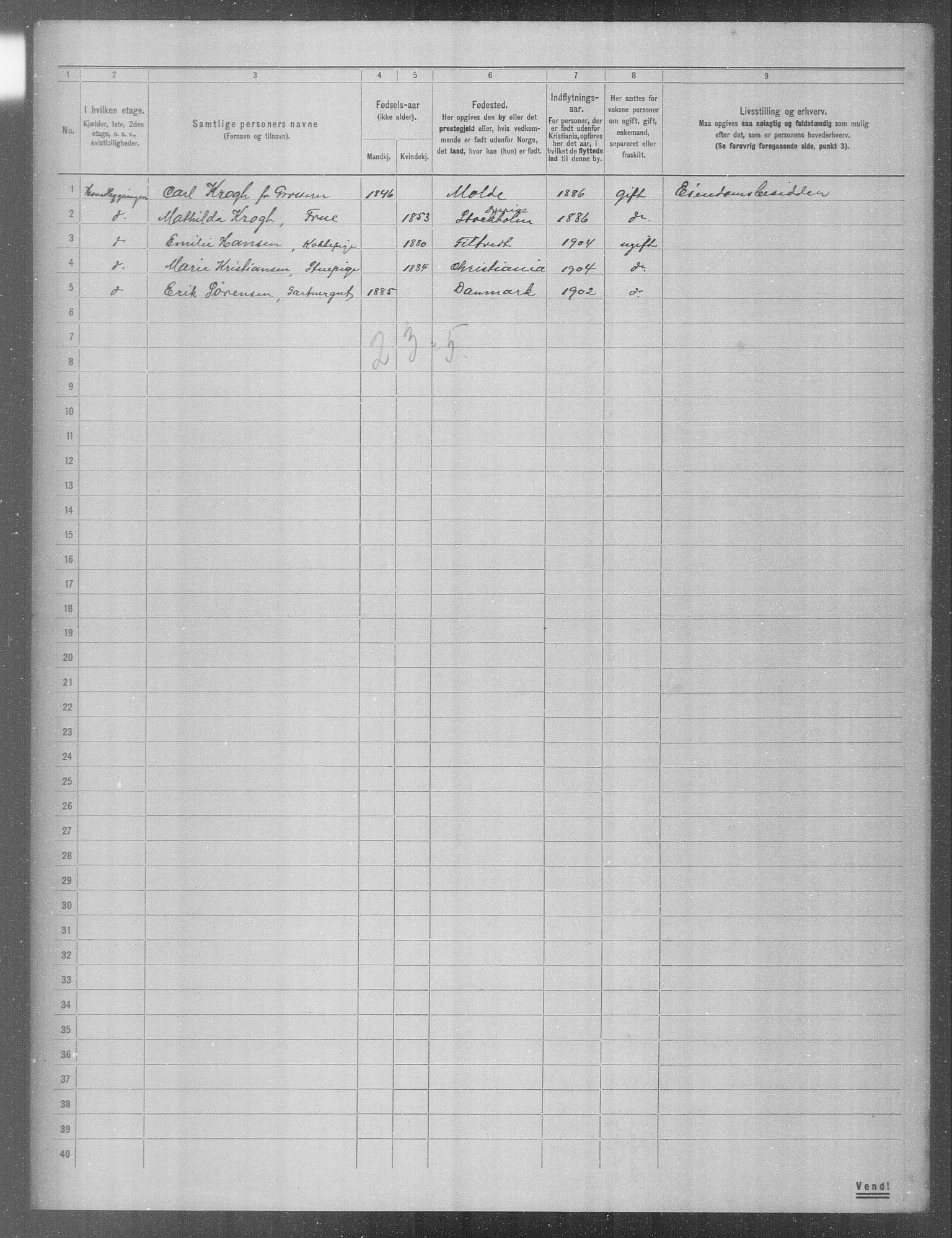 OBA, Kommunal folketelling 31.12.1904 for Kristiania kjøpstad, 1904, s. 3466