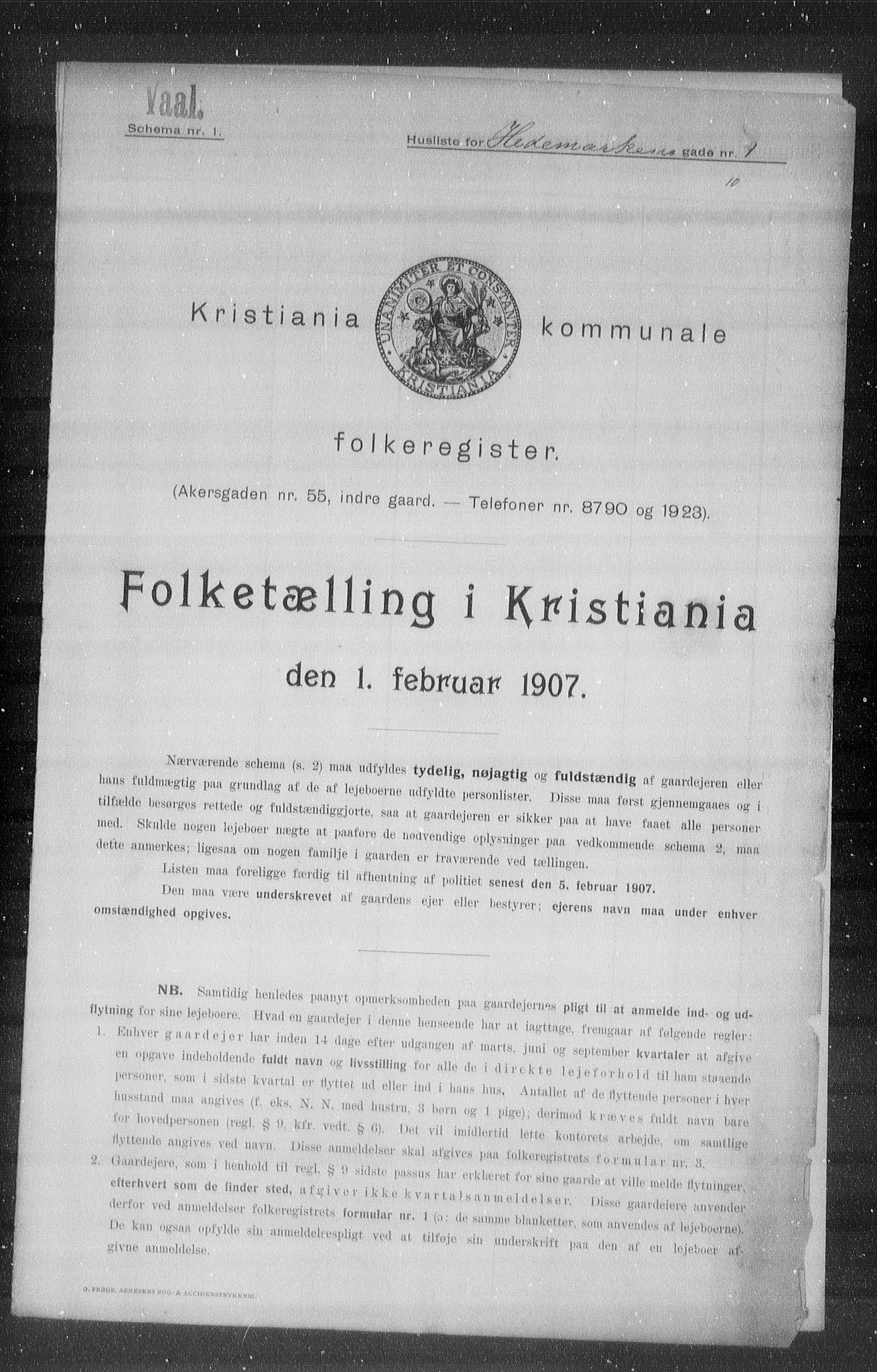 OBA, Kommunal folketelling 1.2.1907 for Kristiania kjøpstad, 1907, s. 18460