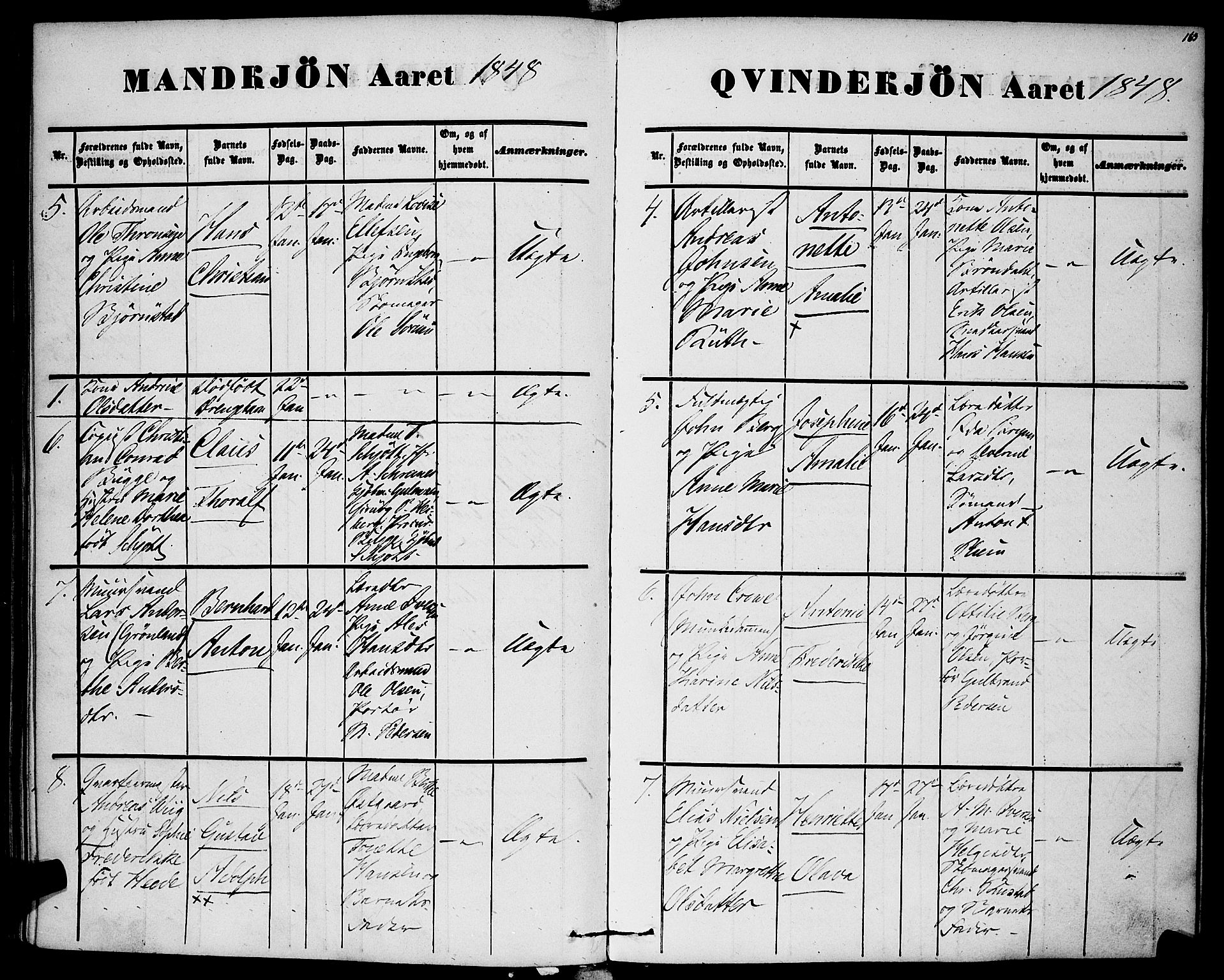 Rikshospitalet prestekontor Kirkebøker, SAO/A-10309b/F/L0003: Ministerialbok nr. 3, 1841-1853, s. 163