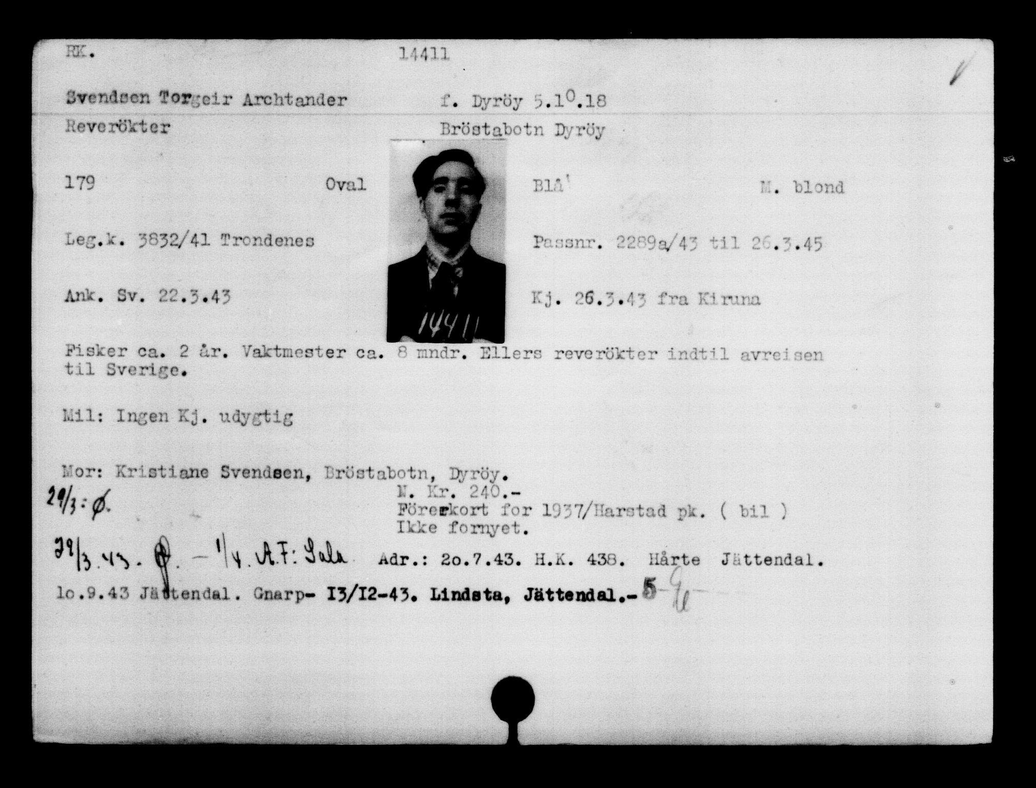 Den Kgl. Norske Legasjons Flyktningskontor, AV/RA-S-6753/V/Va/L0007: Kjesäterkartoteket.  Flyktningenr. 12700-15723, 1940-1945, s. 1977