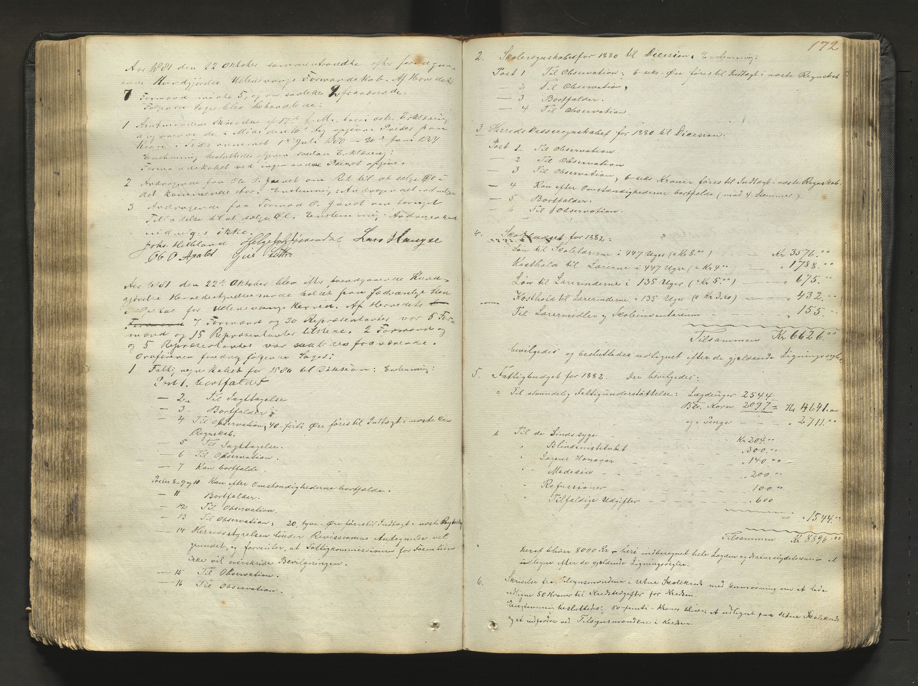 Ullensvang herad. Formannskapet , IKAH/1231b-021/A/Aa/L0001: Møtebok for formannskap og heradsstyre, 1838-1893, s. 172