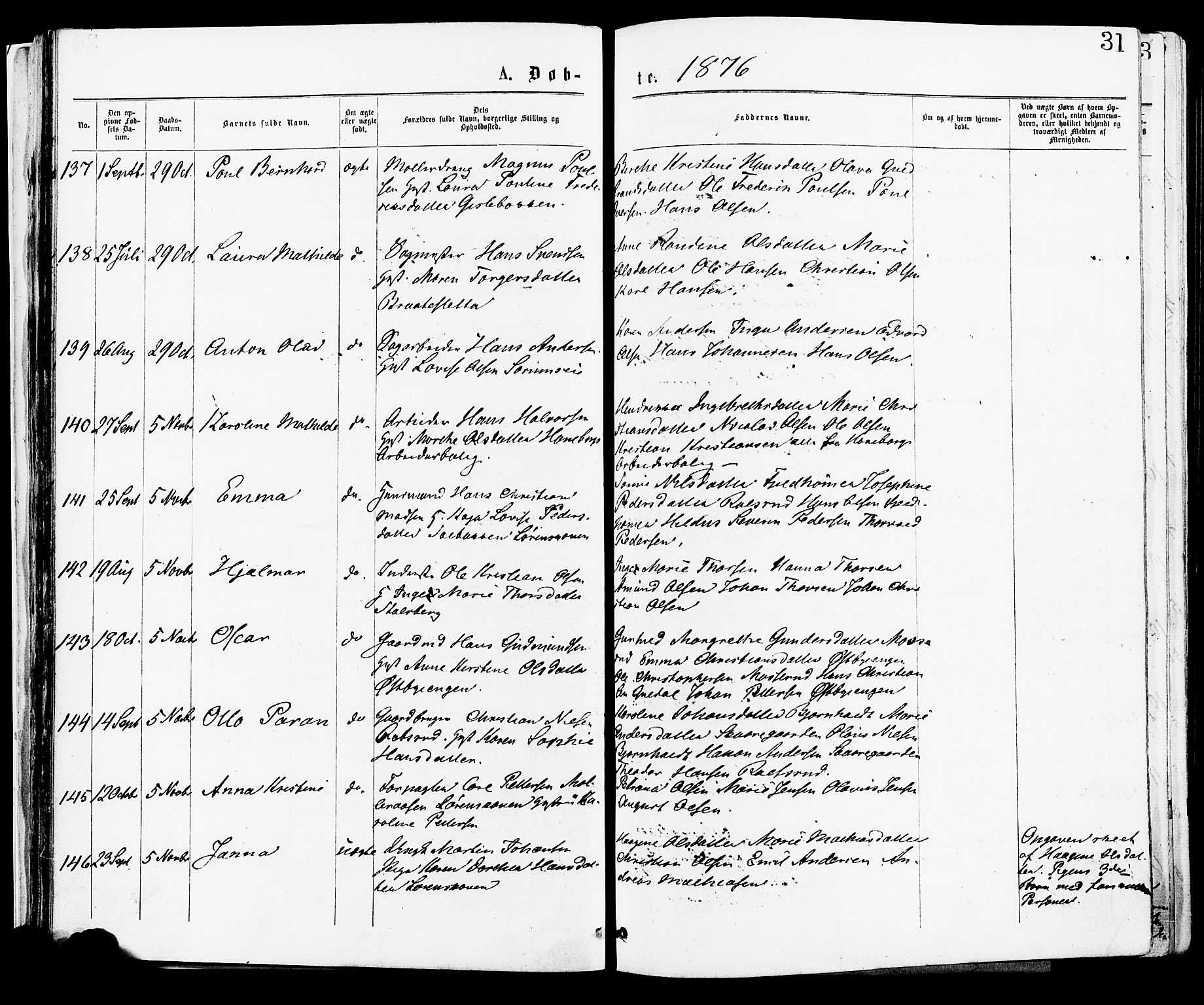 Skedsmo prestekontor Kirkebøker, SAO/A-10033a/F/Fa/L0012: Ministerialbok nr. I 12, 1876-1883, s. 31