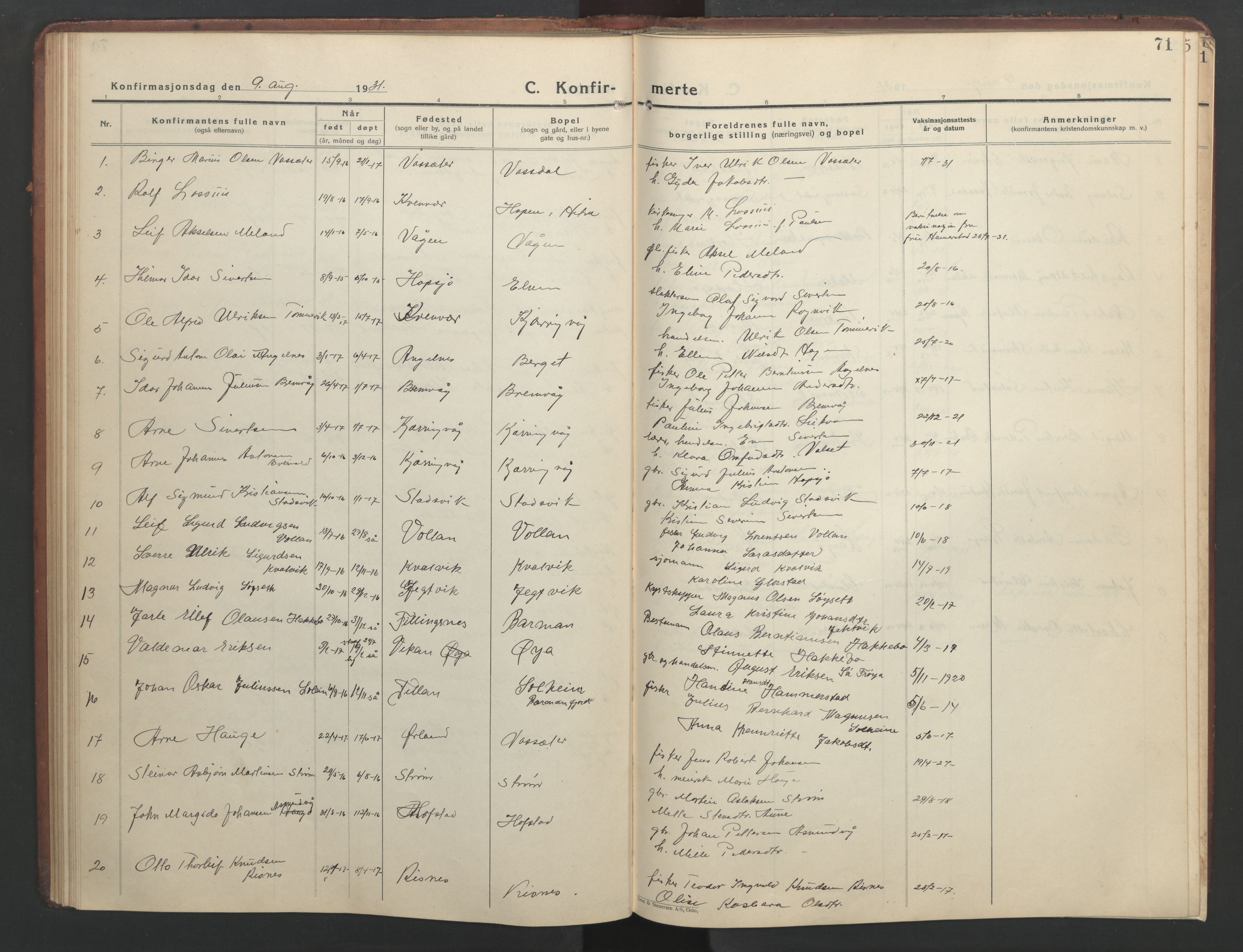 Ministerialprotokoller, klokkerbøker og fødselsregistre - Sør-Trøndelag, AV/SAT-A-1456/634/L0544: Klokkerbok nr. 634C06, 1927-1948, s. 71