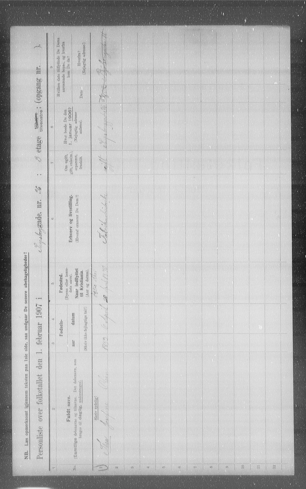 OBA, Kommunal folketelling 1.2.1907 for Kristiania kjøpstad, 1907, s. 45641