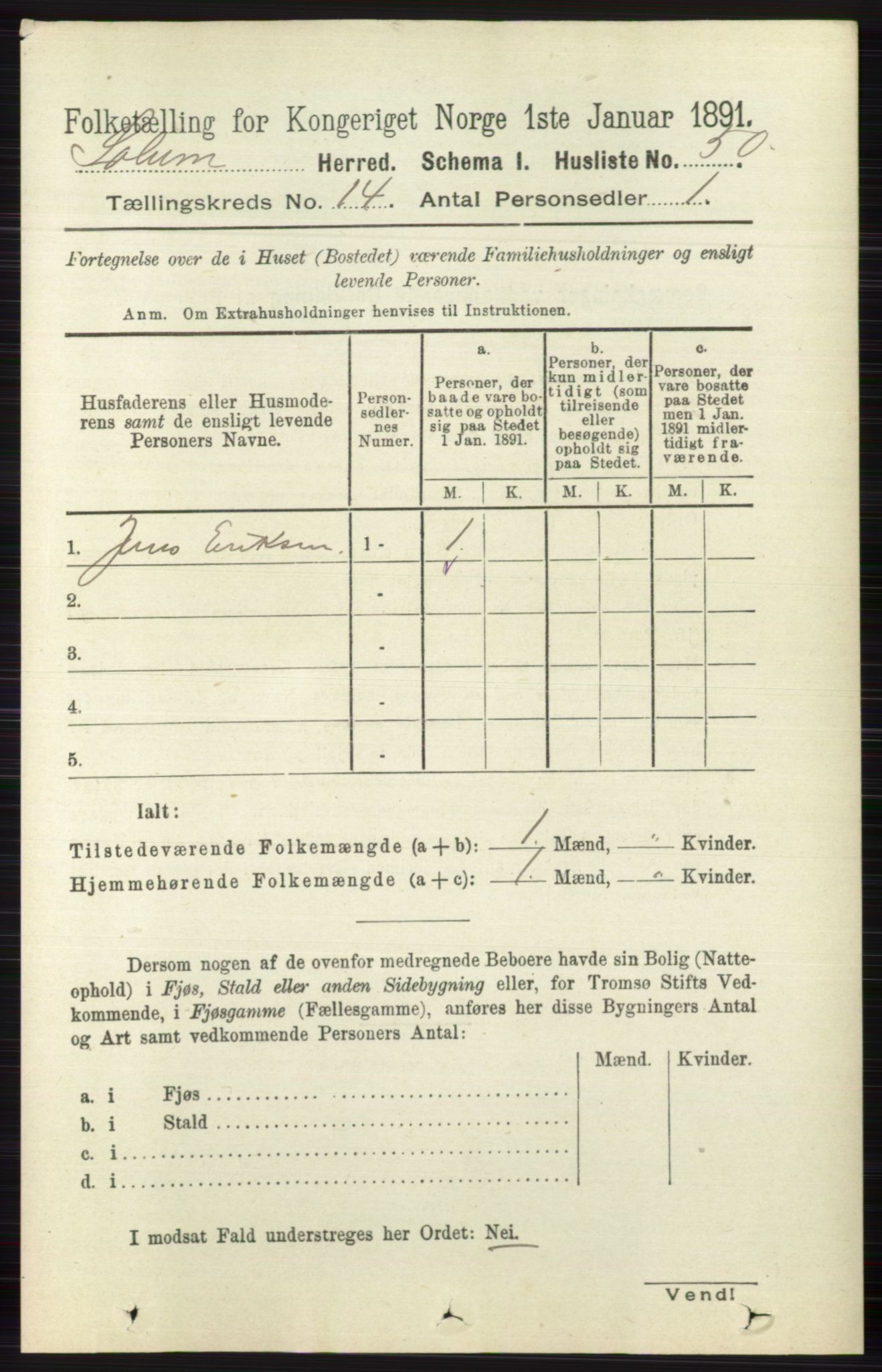RA, Folketelling 1891 for 0818 Solum herred, 1891, s. 6345